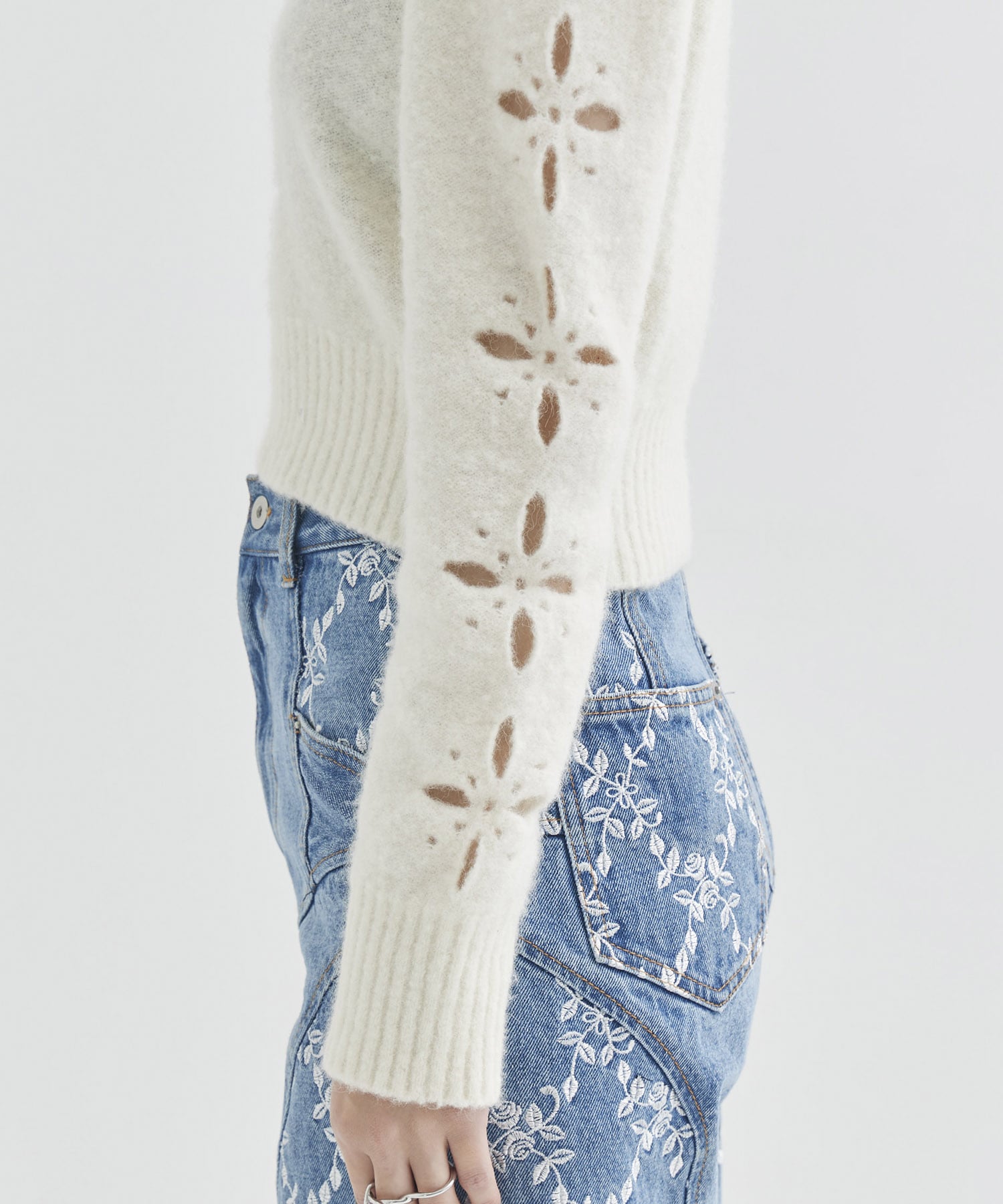 FLORAL SLIT KNIT JUMPER FETICO