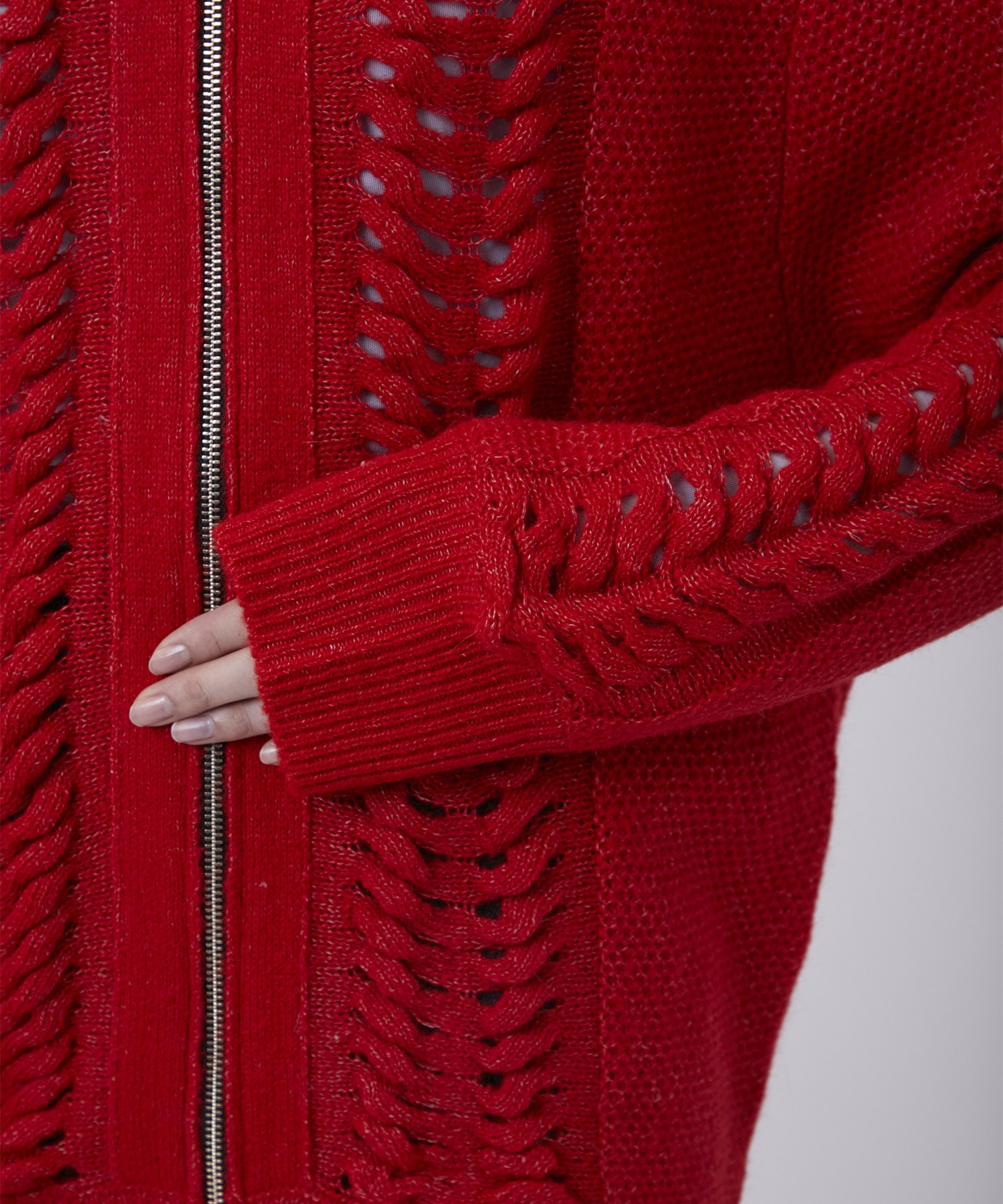 ウールモヘアZIP Knit Cardigan PEIEN