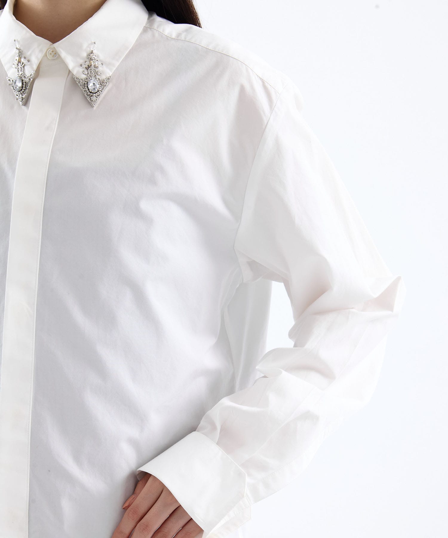 crystal silver tip lapel shirt tanakadaisuke
