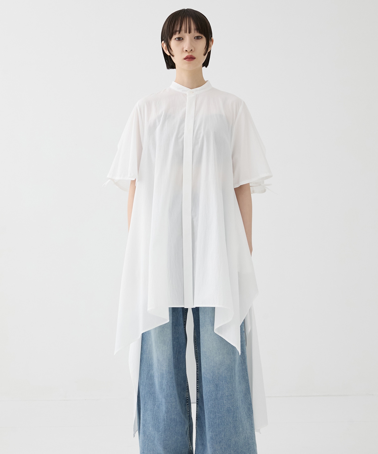 別注 Coボイルサッカーケープスリーブシャツ FEMMENT