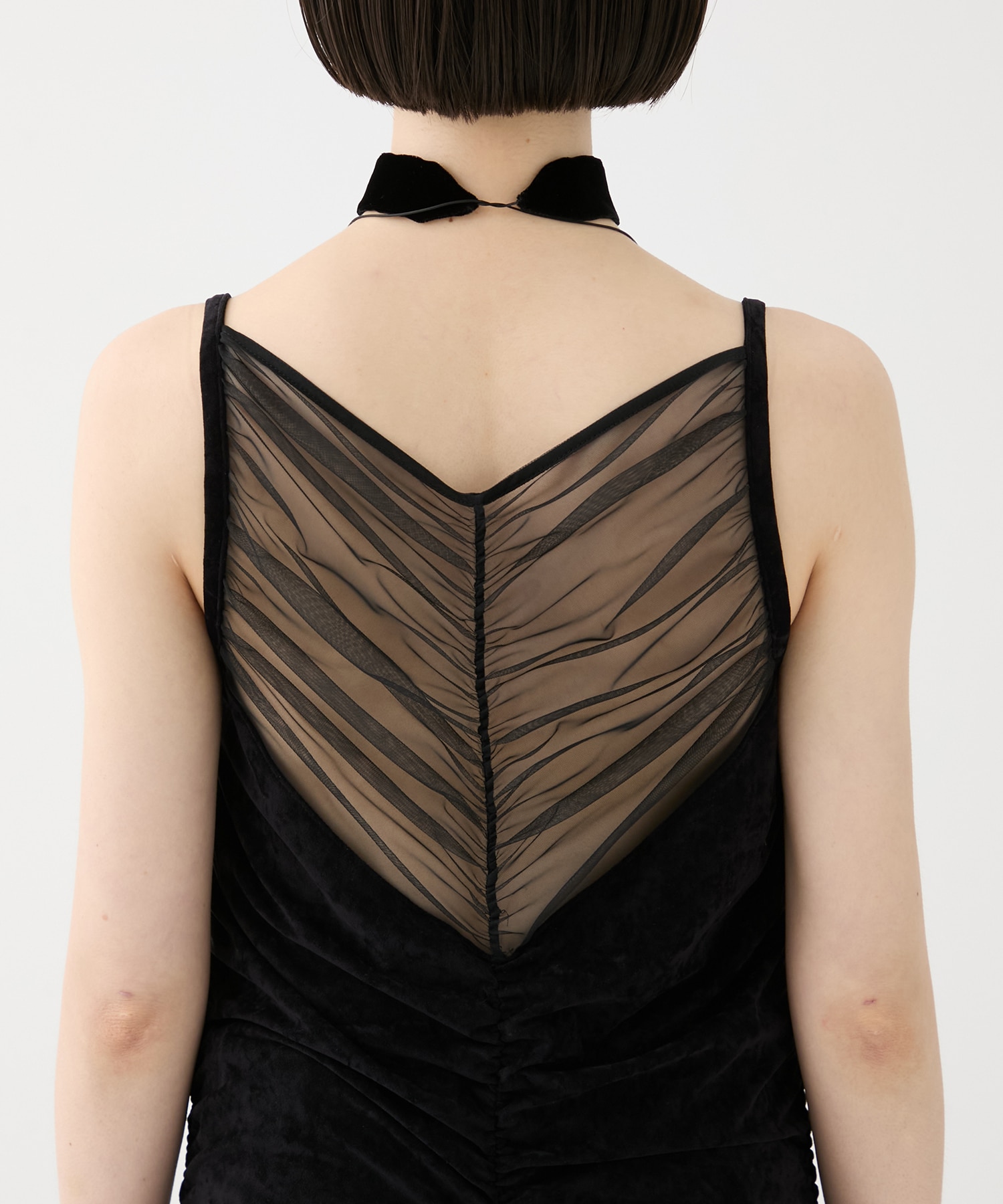 別注 VELOUR SHEER CUT HEM DRESS FETICO