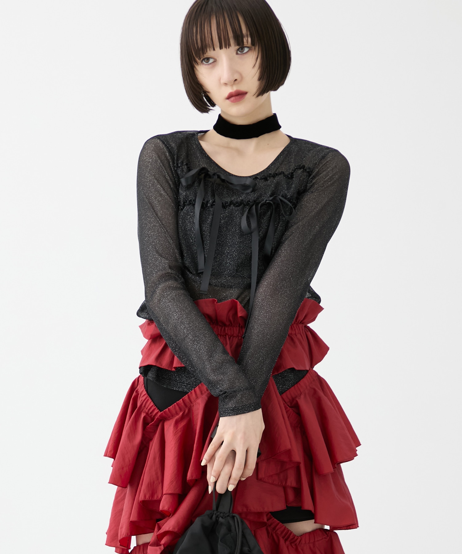 別注SHEER RIBON SKIN TOPS HOUGA