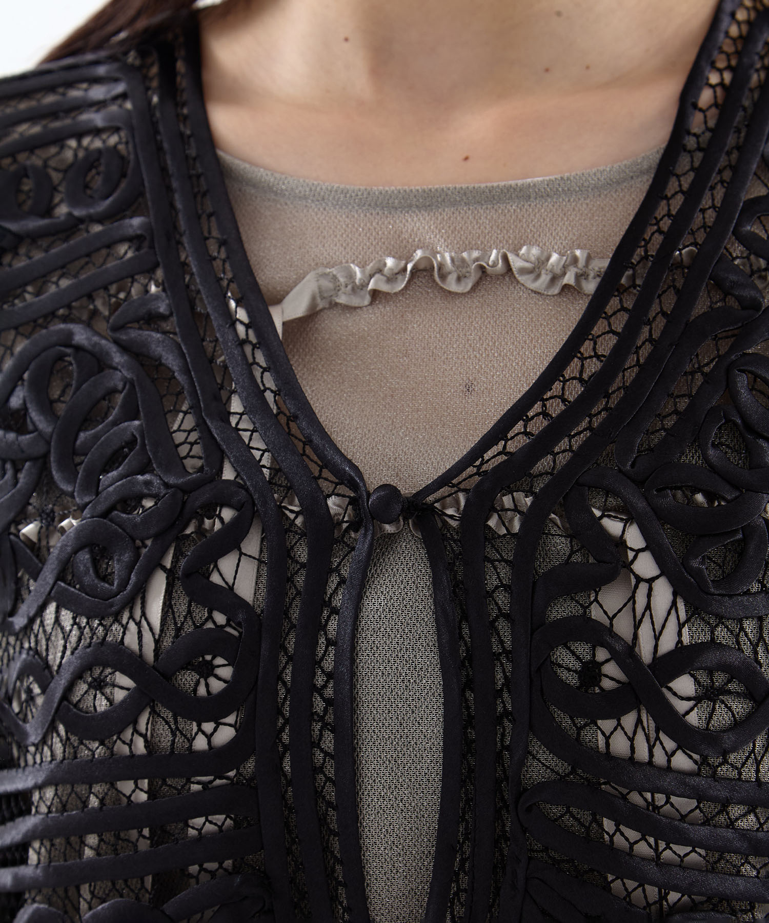 2WAY SATIN BATTEN  LACE VEST AMERI