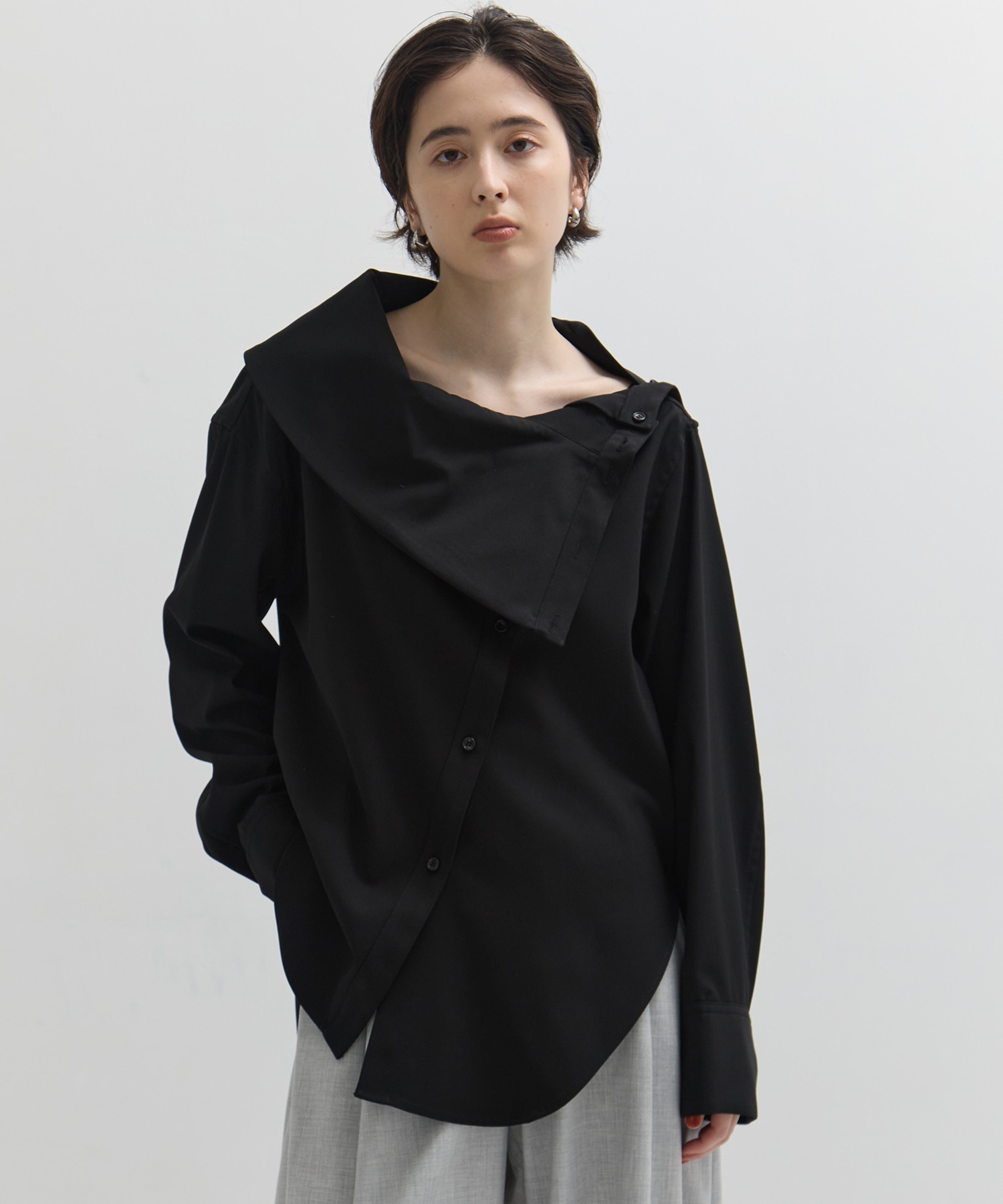 Viscose Wool Big Collar Shirt STUDIOUS