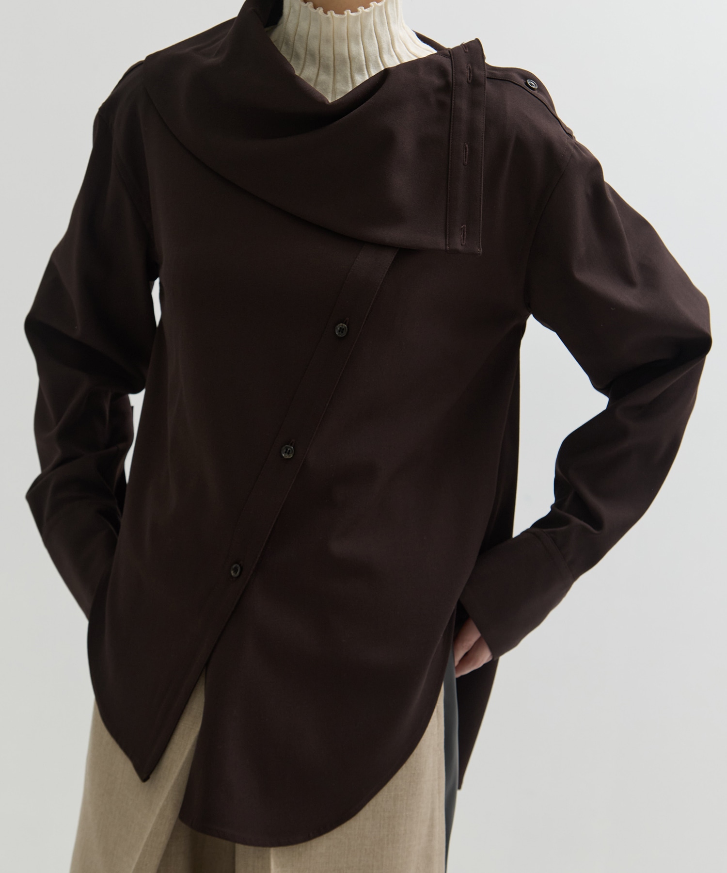 Viscose Wool Big Collar Shirt STUDIOUS