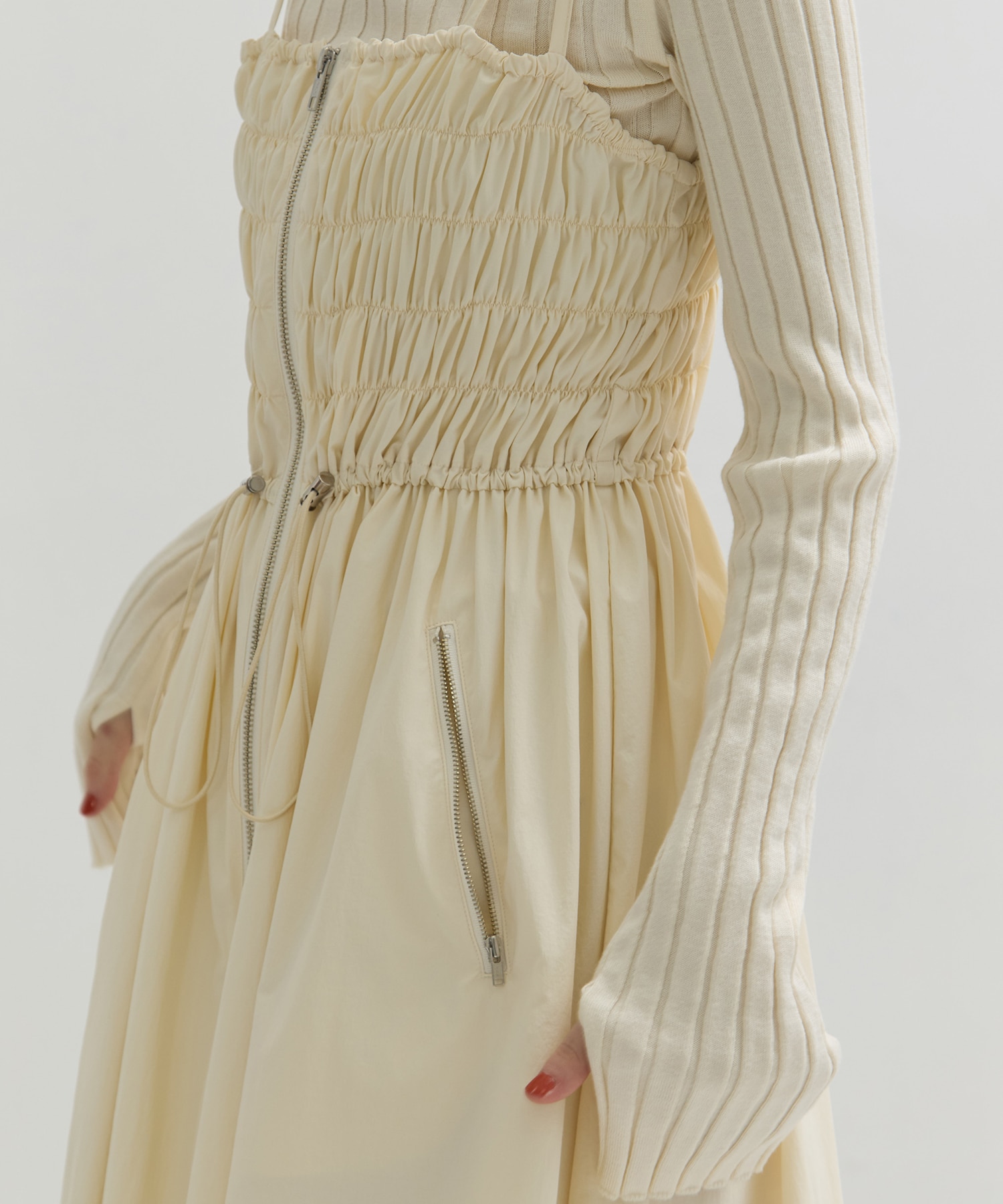 SHIRRING ZIP CAMISOLE DRESS STUDIOUS