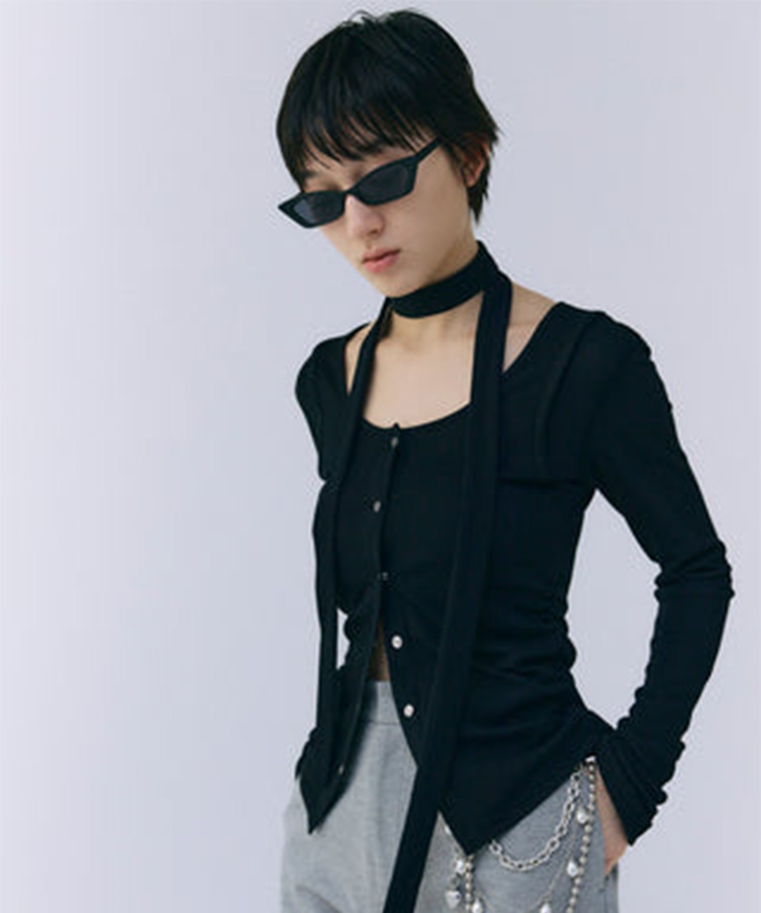 SCARF CHOKER TOPS JOSEMOON