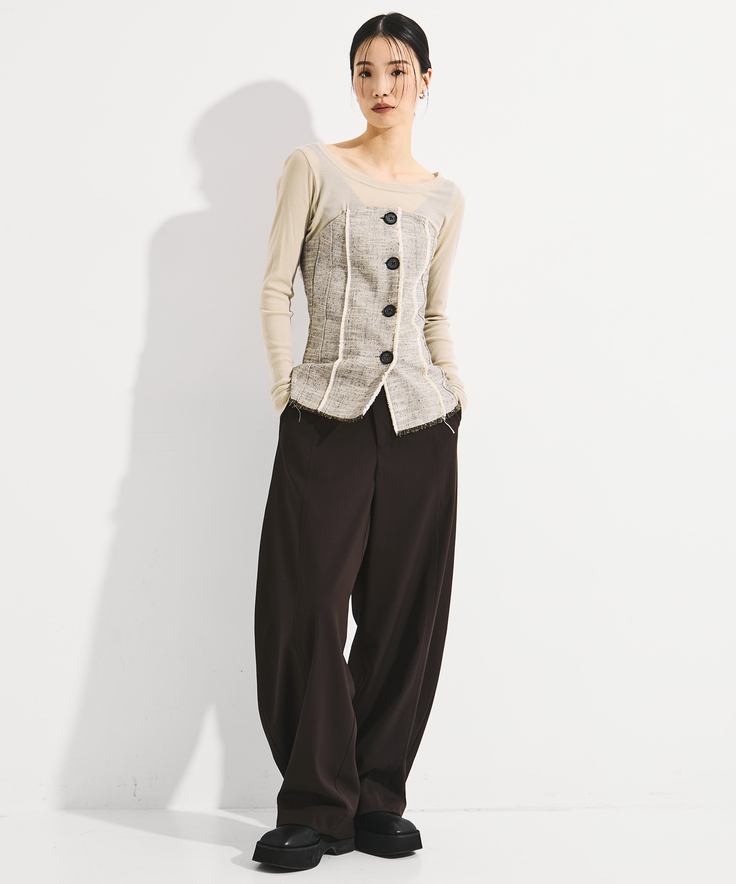 Wool Barrel Leg Trousers STUDIOUS
