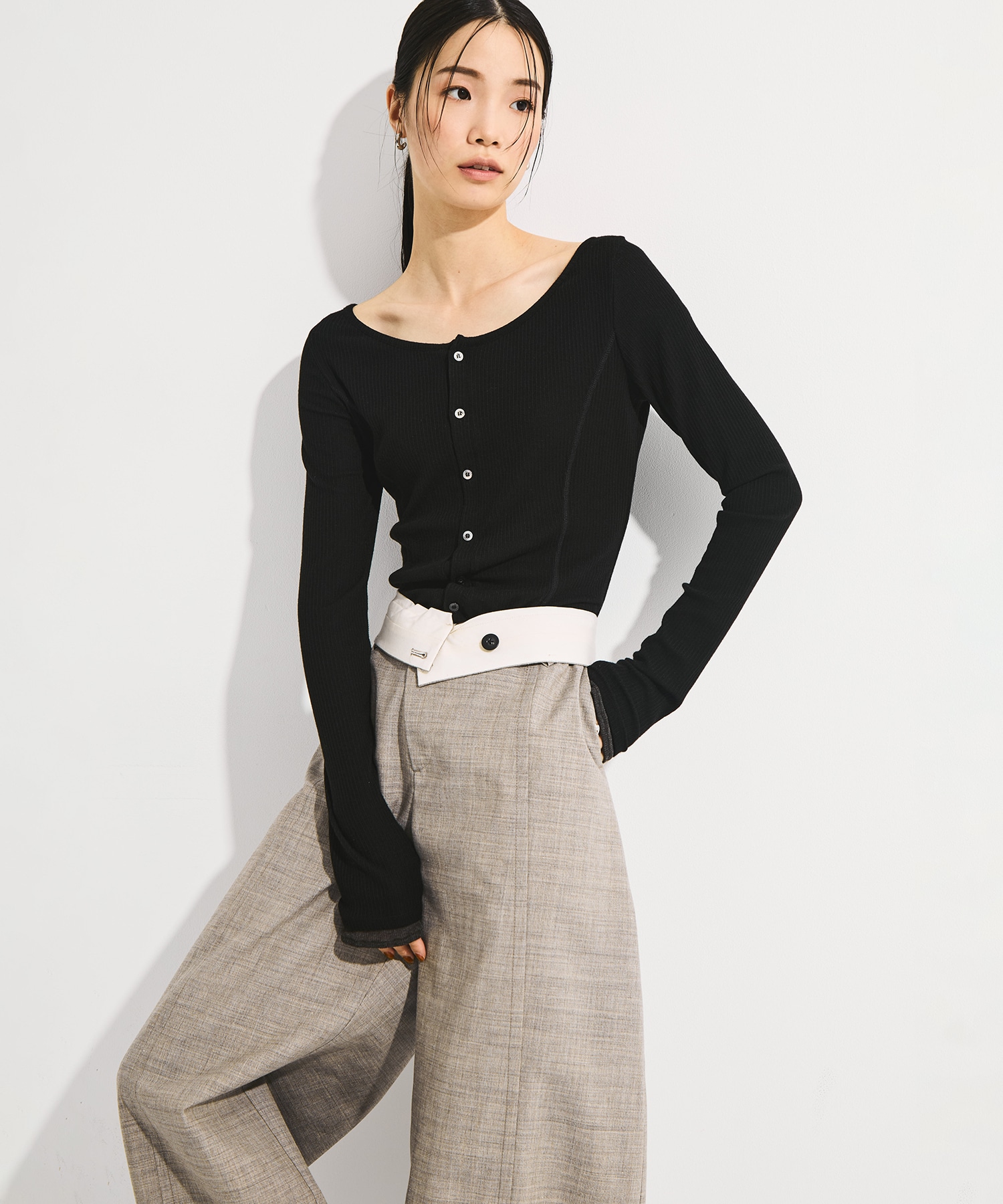 Wool Barrel Leg Trousers STUDIOUS