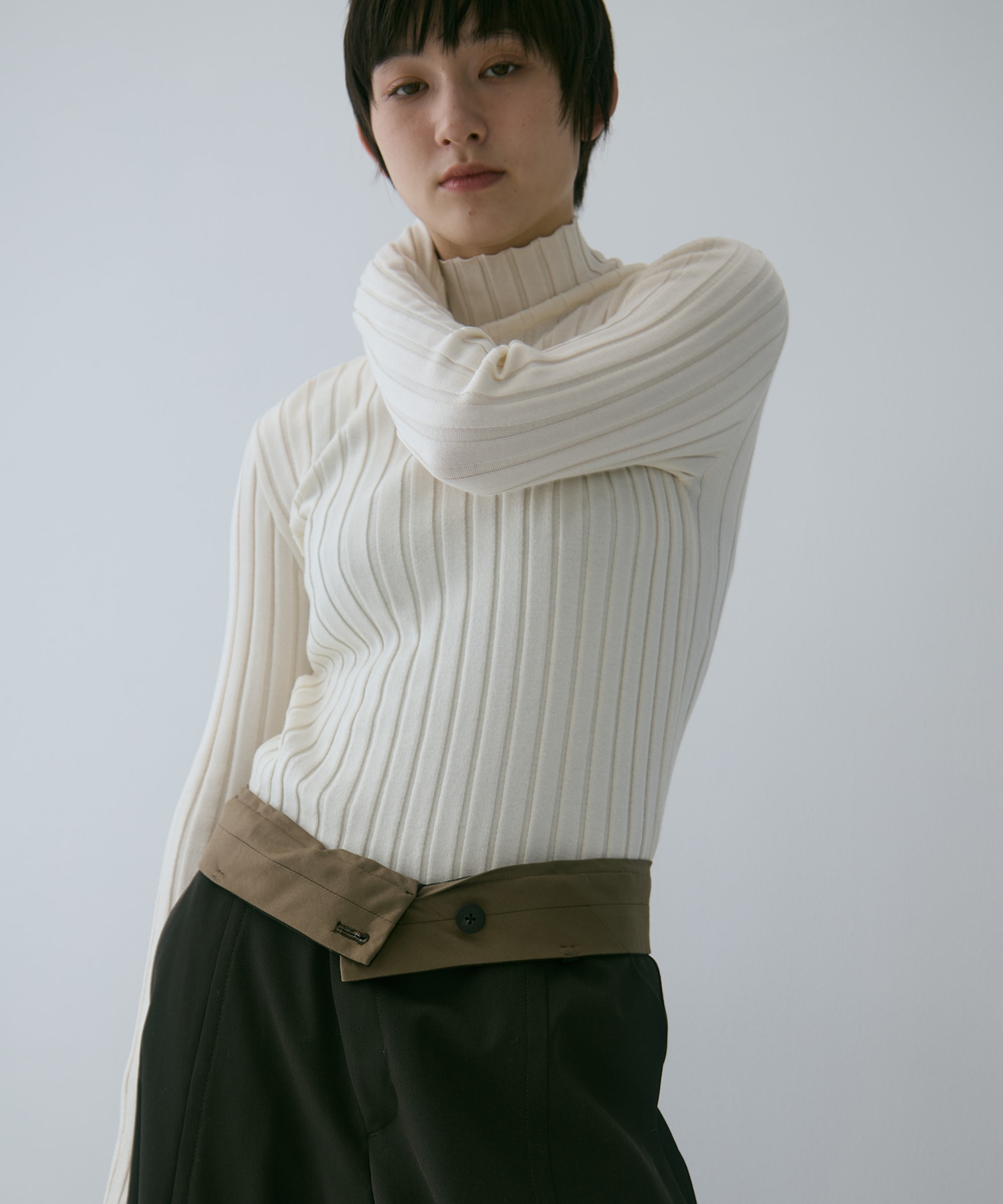 Wool Barrel Leg Trousers STUDIOUS