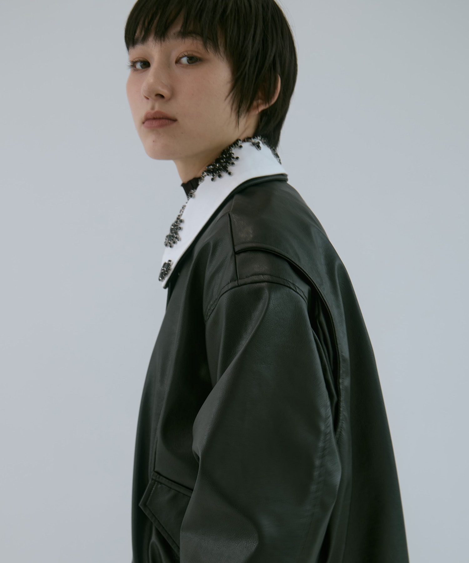 crystal bijou collar 2WAY blouson tanakadaisuke