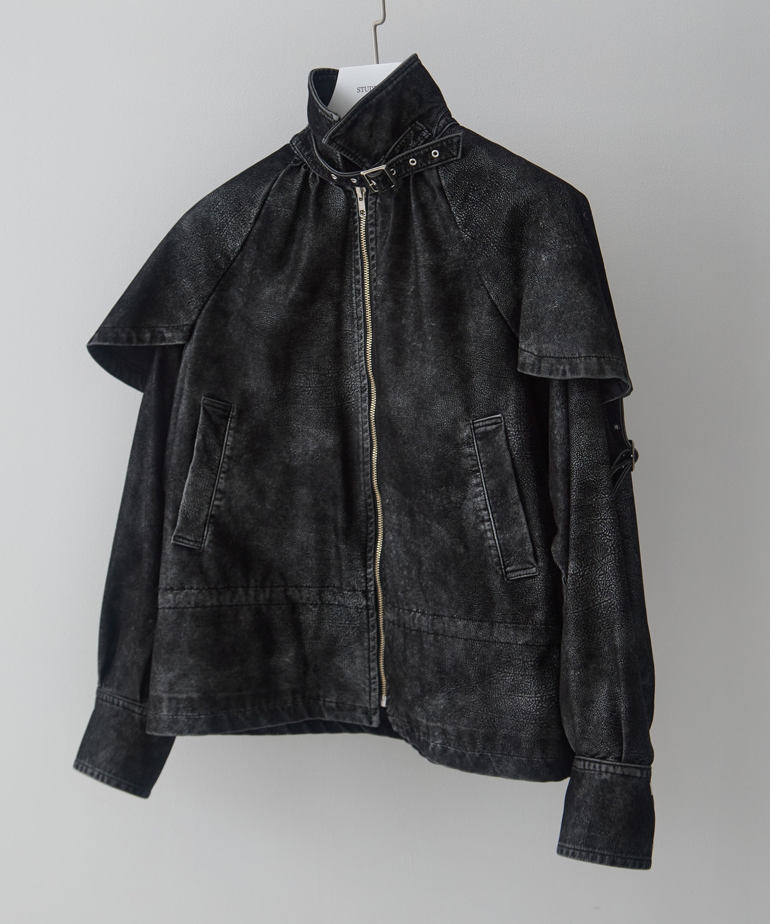 drawstring fade leather blouson tanakadaisuke