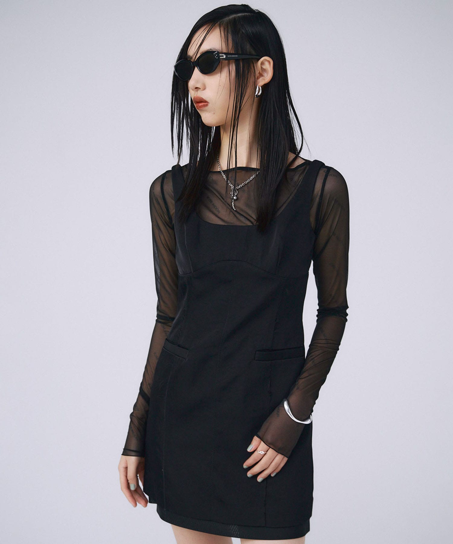 SQUARE NECK SATIN MINIDRESS JOSEMOON