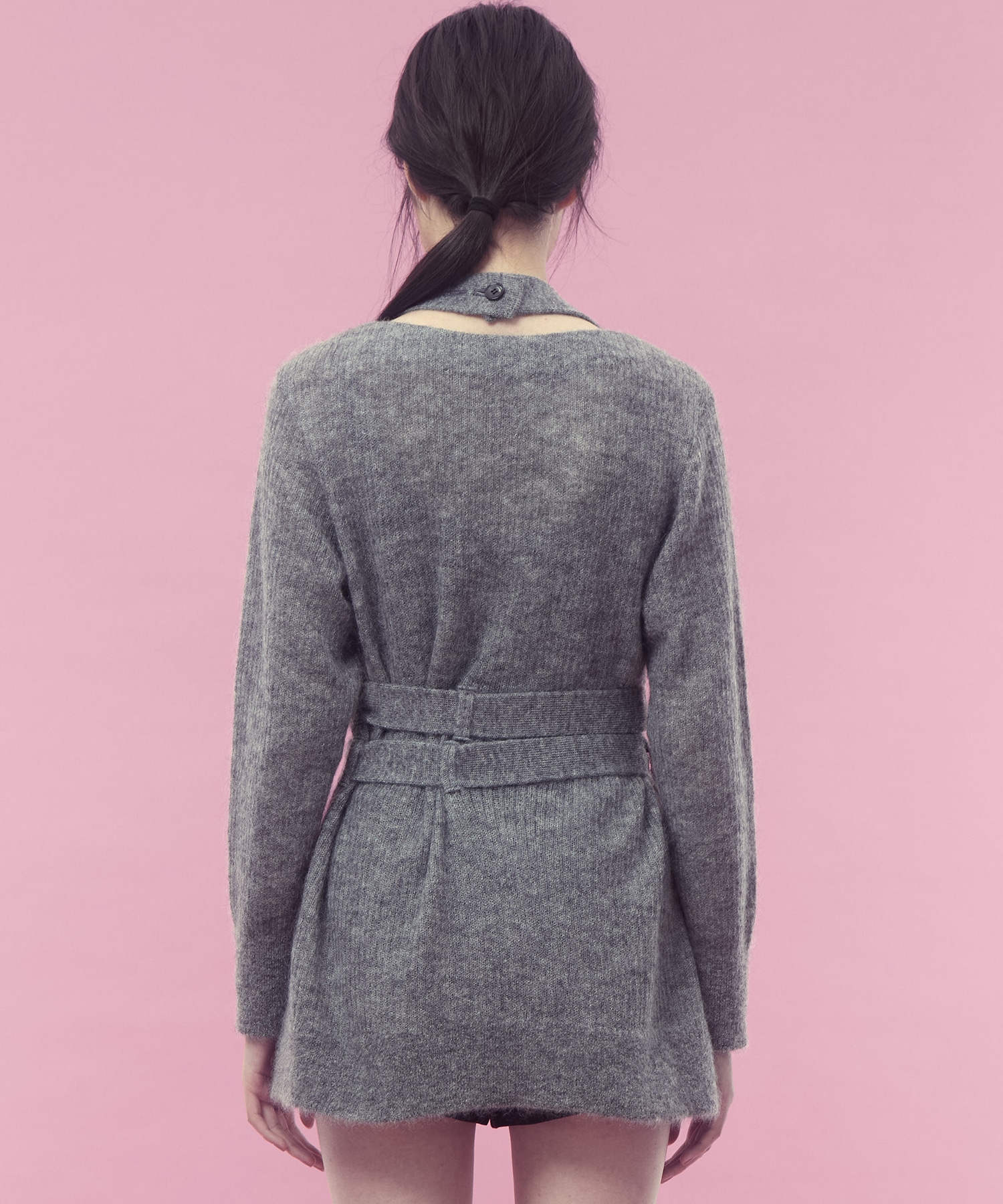 Mohair knit belted cardigan FETICO