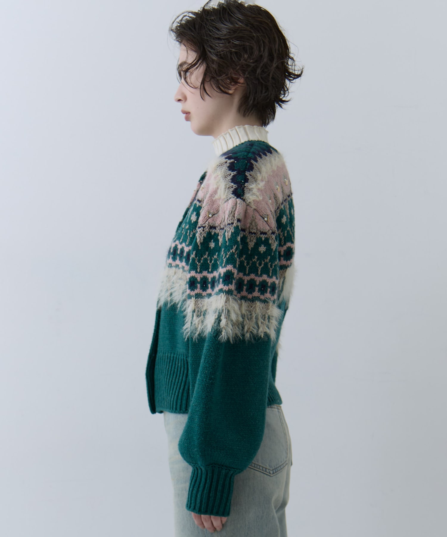 UND 2WAY LADY NORDIC KNIT CARDIGAN AMERI