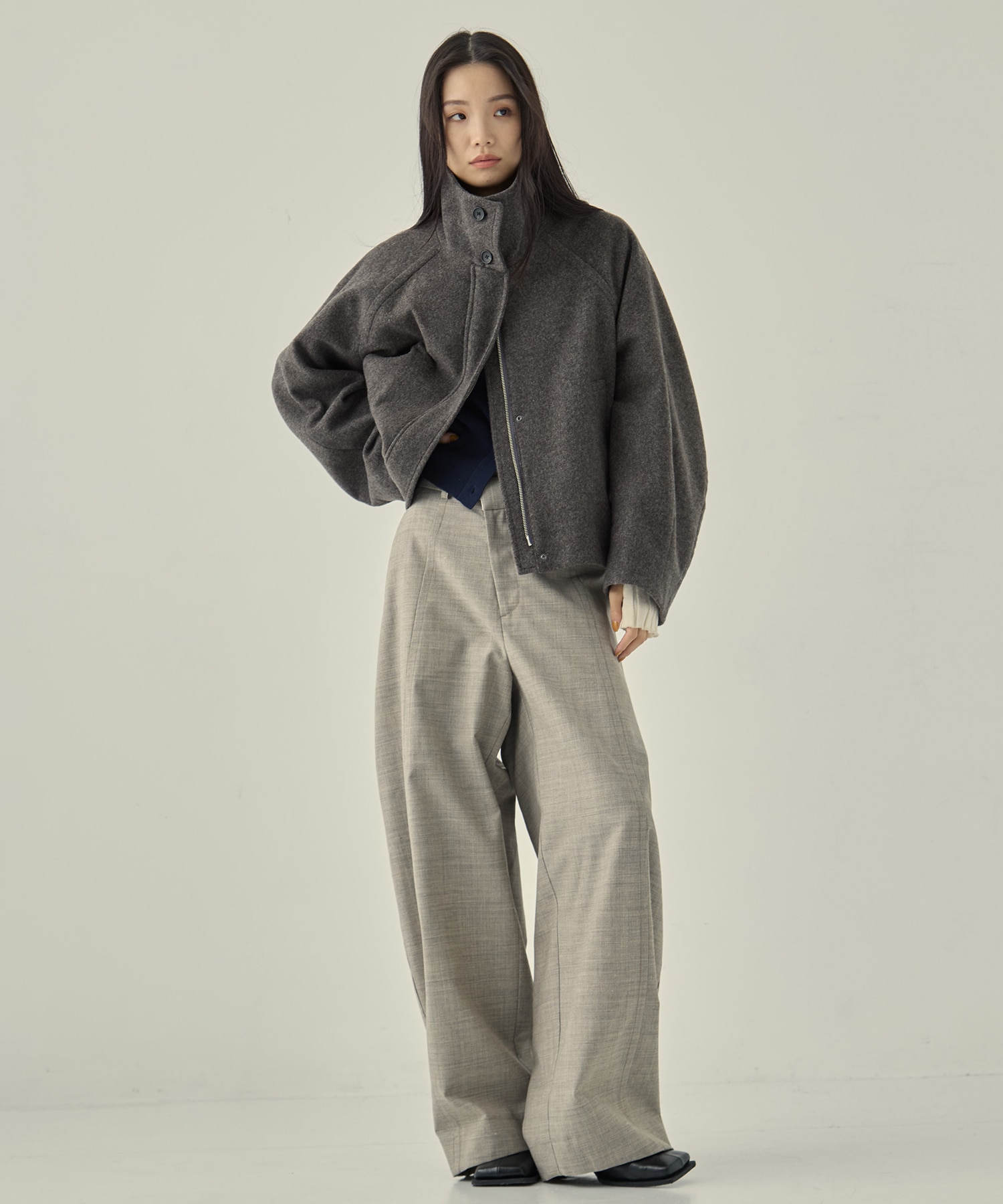 Stand Collar Wool Blouson STUDIOUS