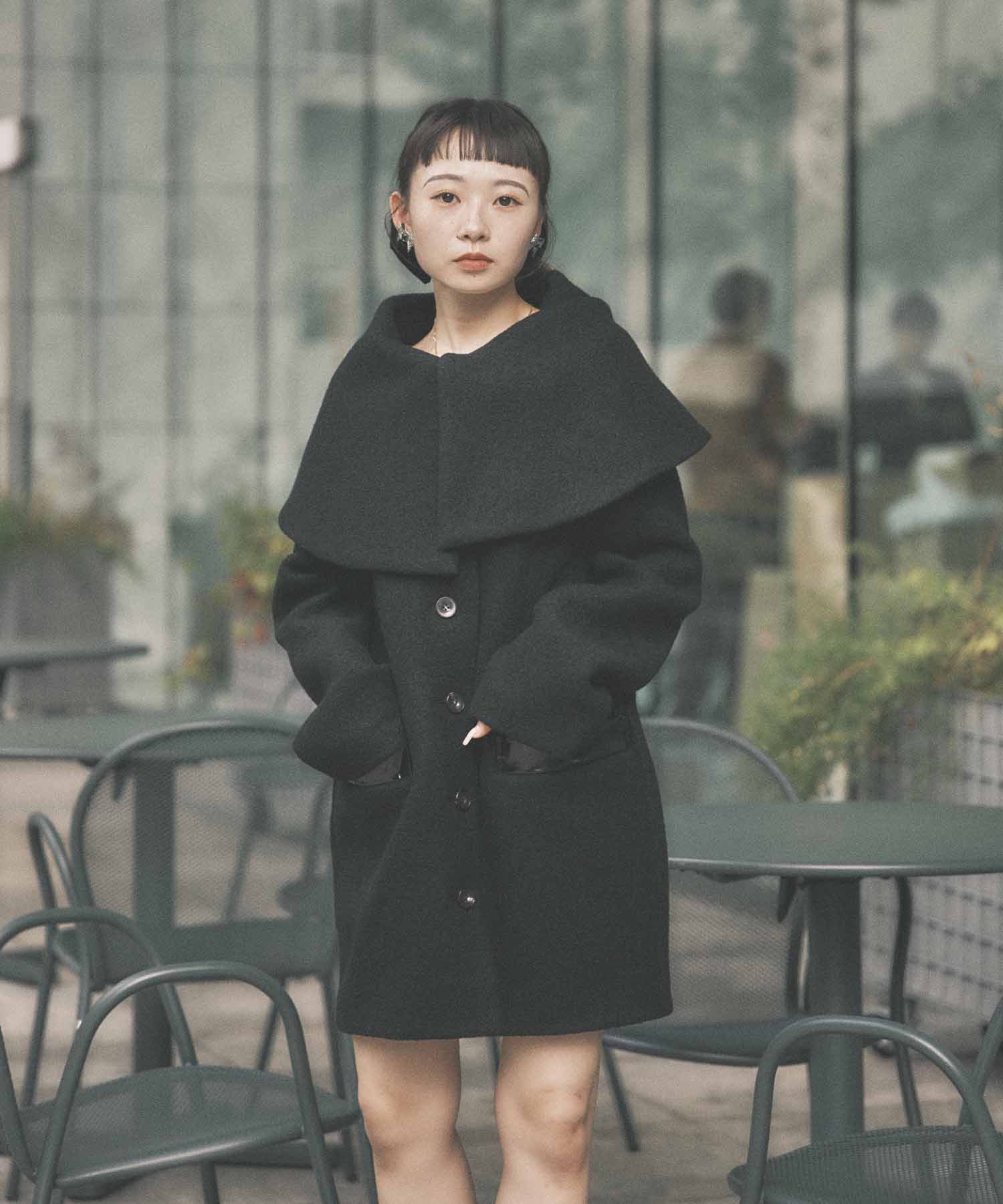 Boucle wool cape coat FETICO