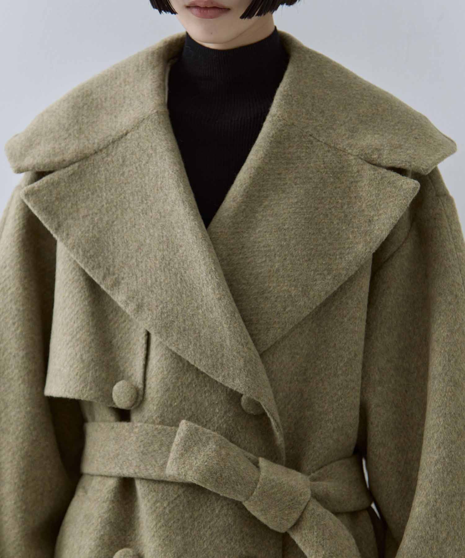 UND BIG ROUND COLLAR WOOL LONG COAT AMERI