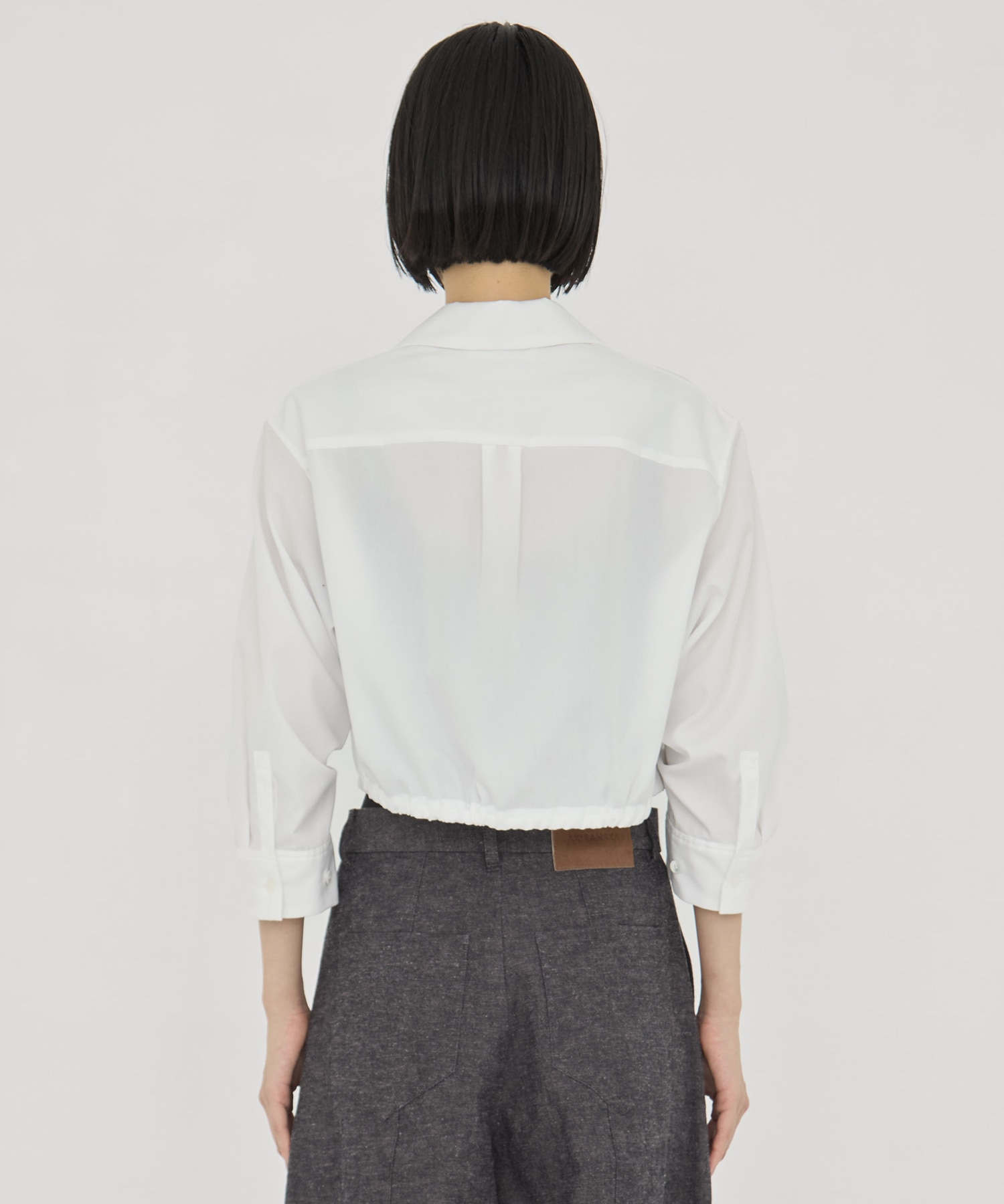 CROPPED COTTON OPEN-COLLAR SHIRT CINOH