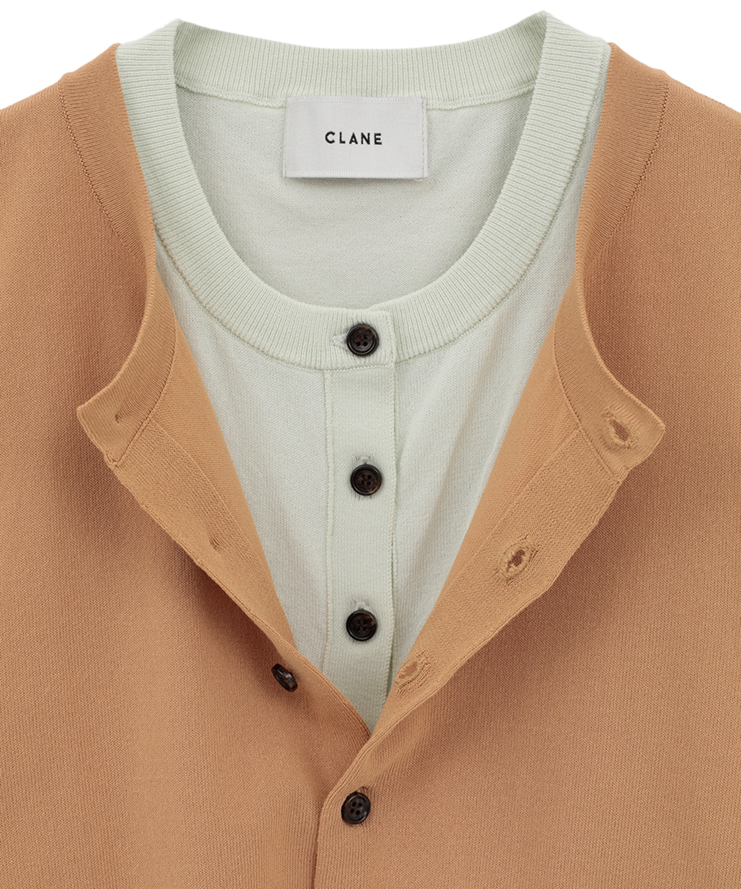 W LAYERED KNIT CARDIGAN CLANE