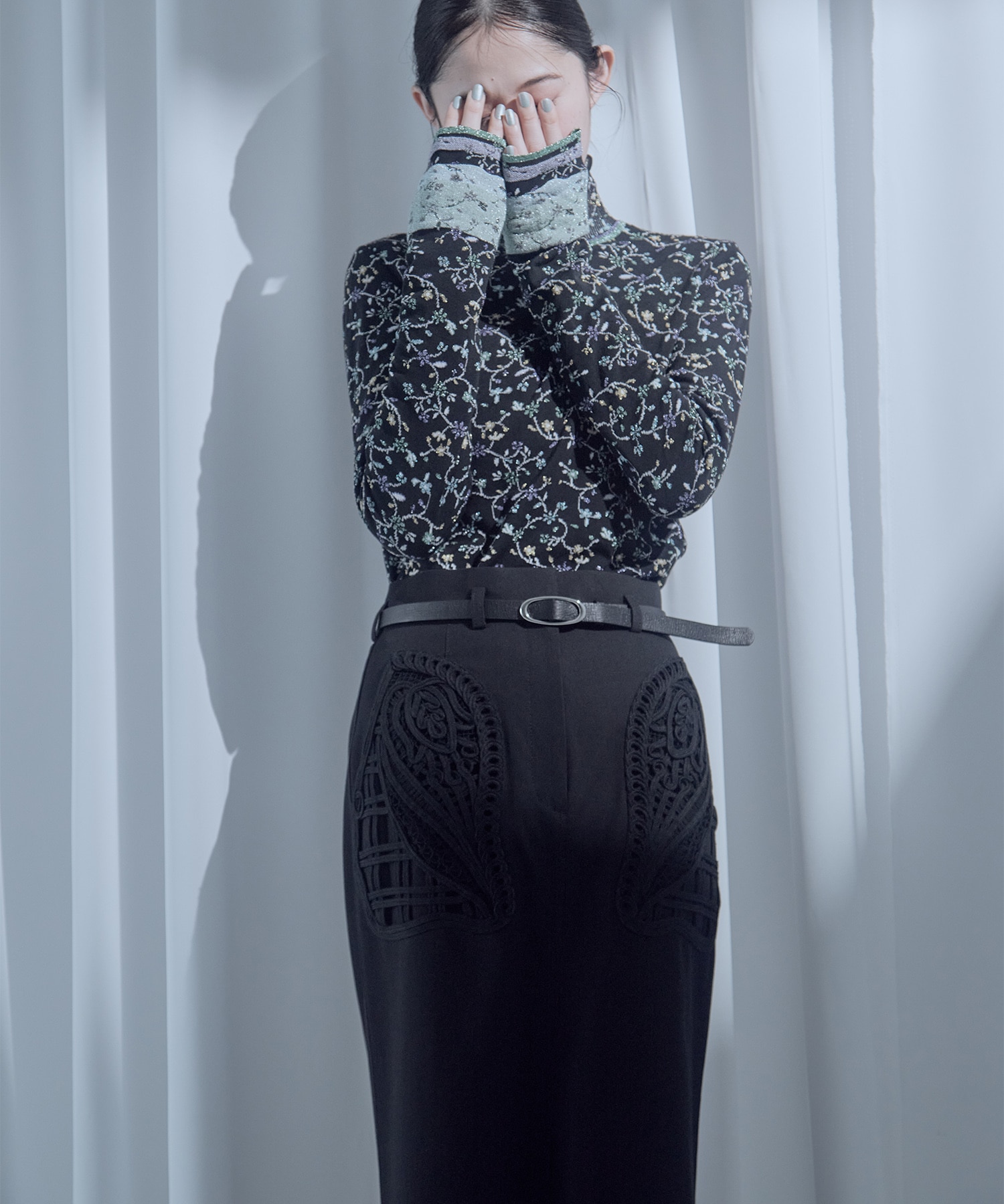 別注Cording Embroidery Detailed I-line Skirt Mame Kurogouchi