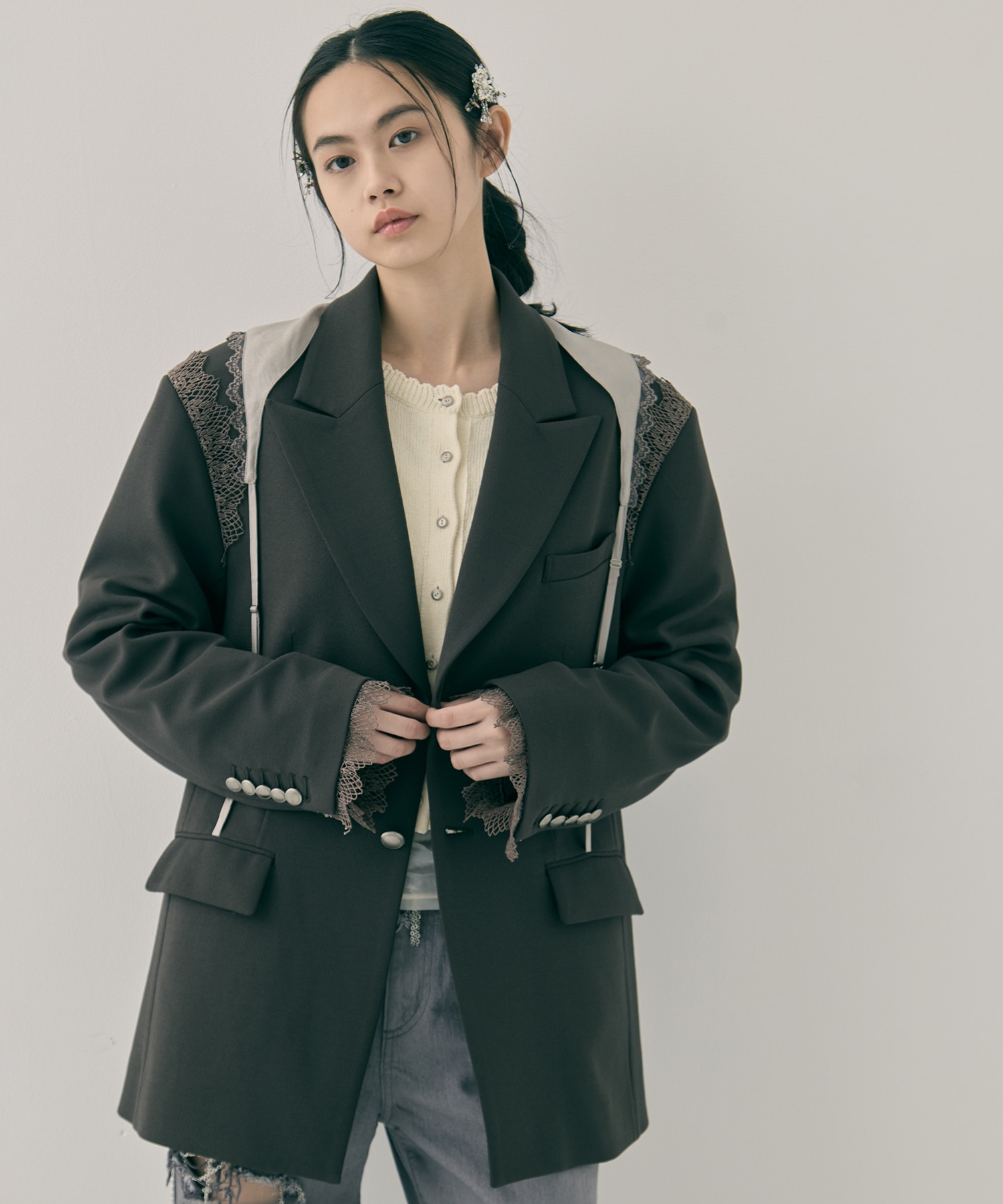 garter collar peaked lapel jacket tanakadaisuke