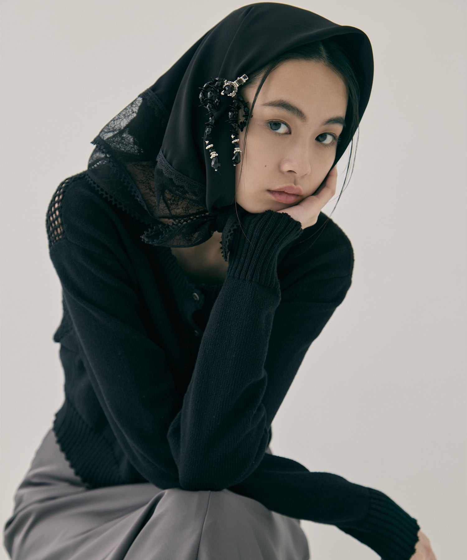 flower lace frame scarf tanakadaisuke