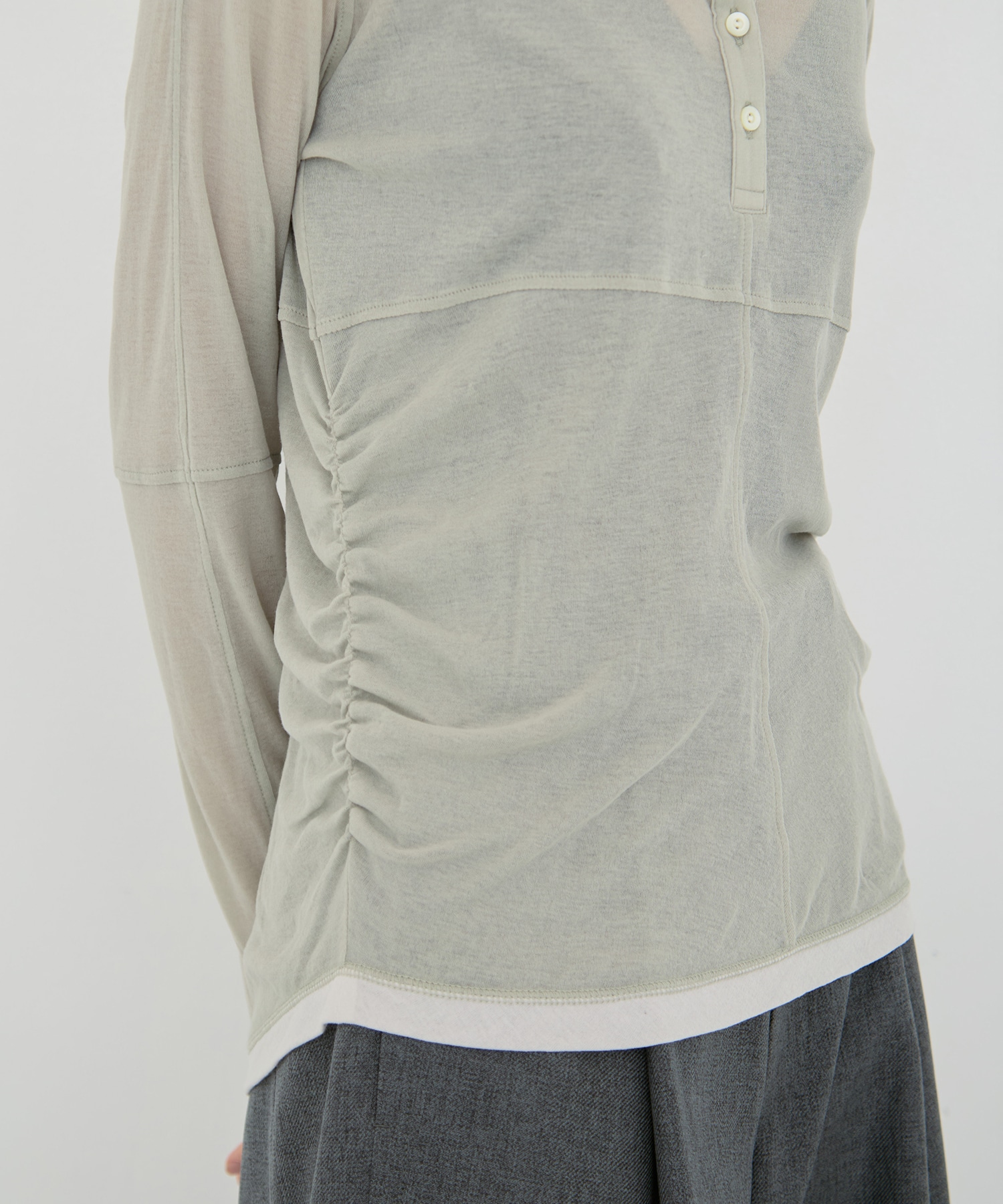 2way Sheer Cotton Long Tee STUDIOUS