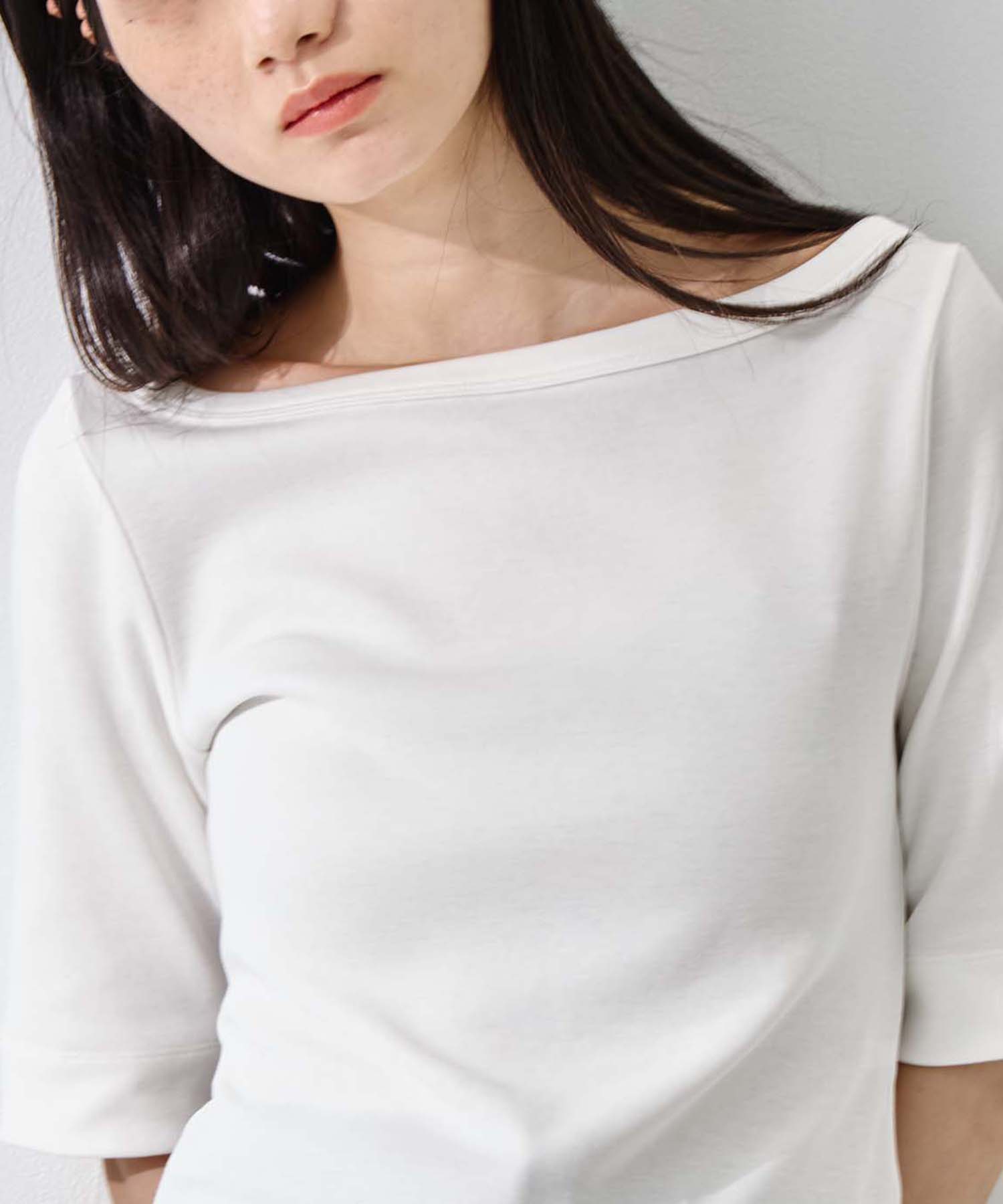 Luxury Cotton Boat Neck Tee 