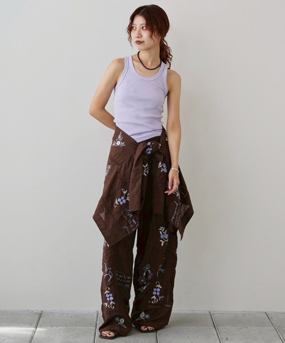 Embroidery Patchwork Trousers TODAYFUL