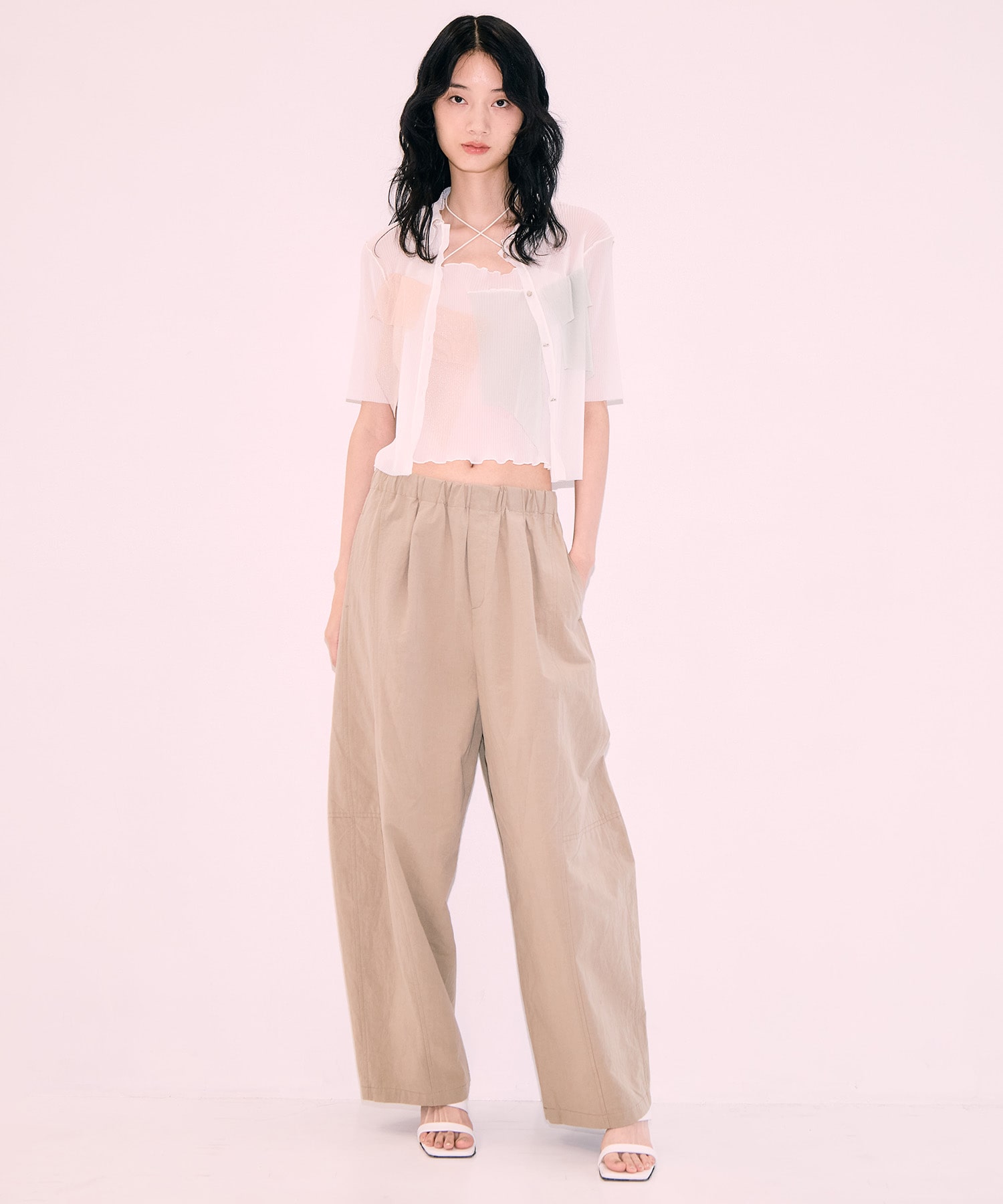 【kotohayokozawa】 studious 別注 シアートップ 別注シアーラメポロトップス(FREE IVORY): kotohayokozawa: WOMENS