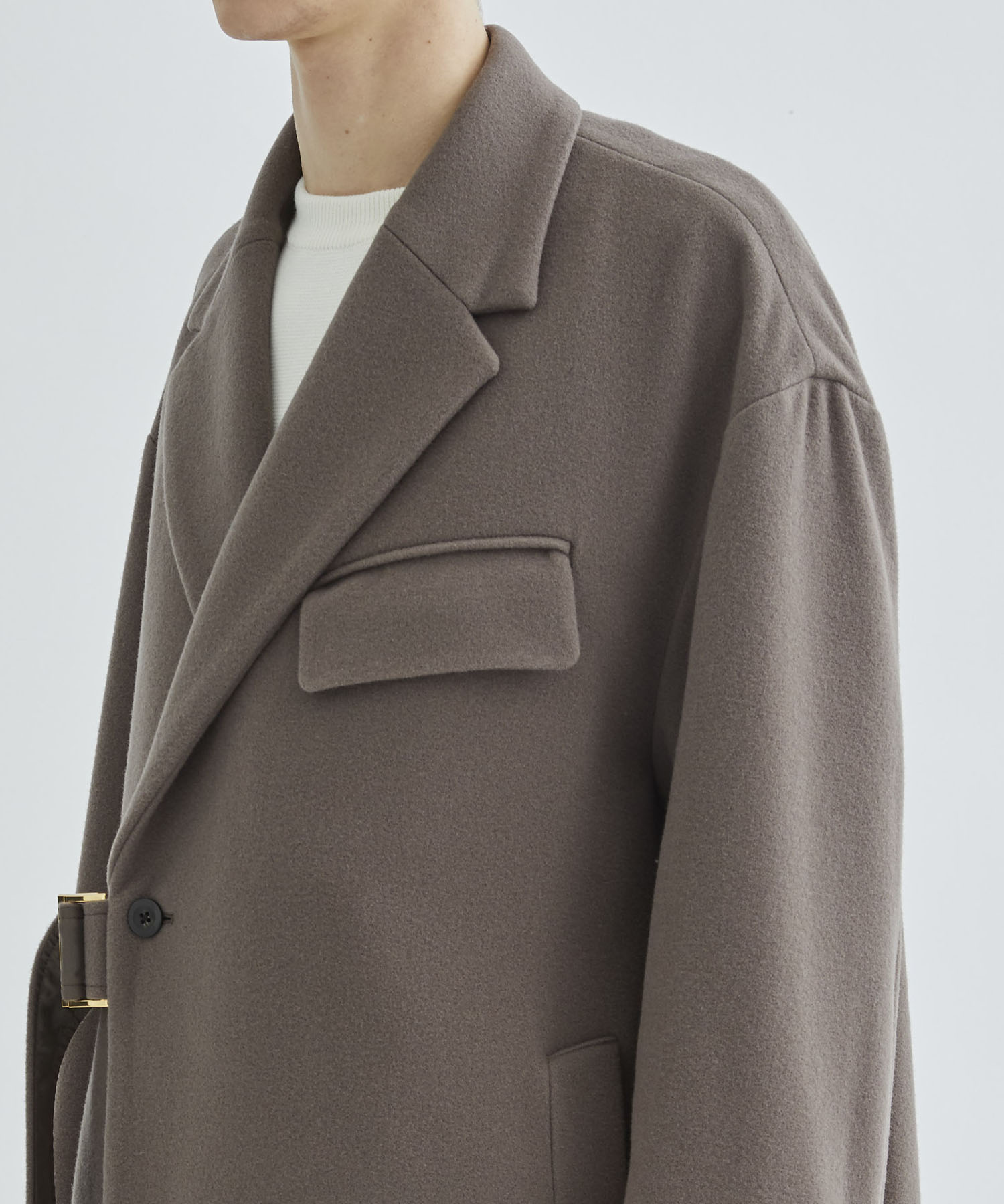 Lamb Wool Melton Tie Locken Coat | CULLNI