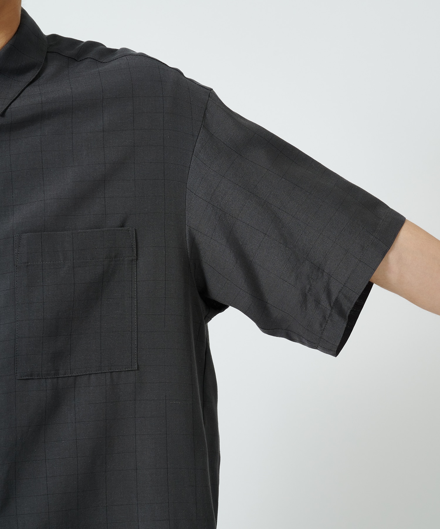 〈別注〉GRID CHECK DROP SHOULDER REGULAR COLLAR S/S SH ATTACHMENT