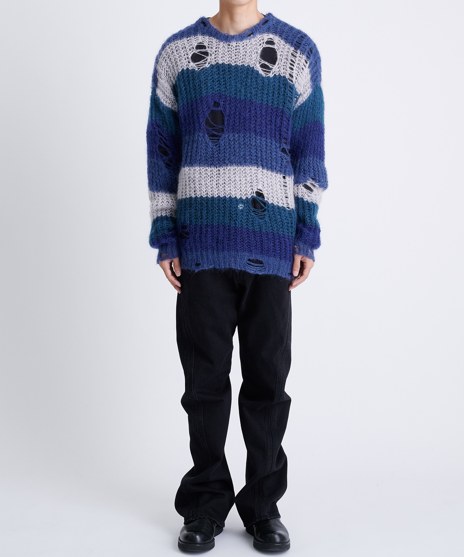 BORDER MOHAIR BORO SWEATER F-LAGSTUF-F