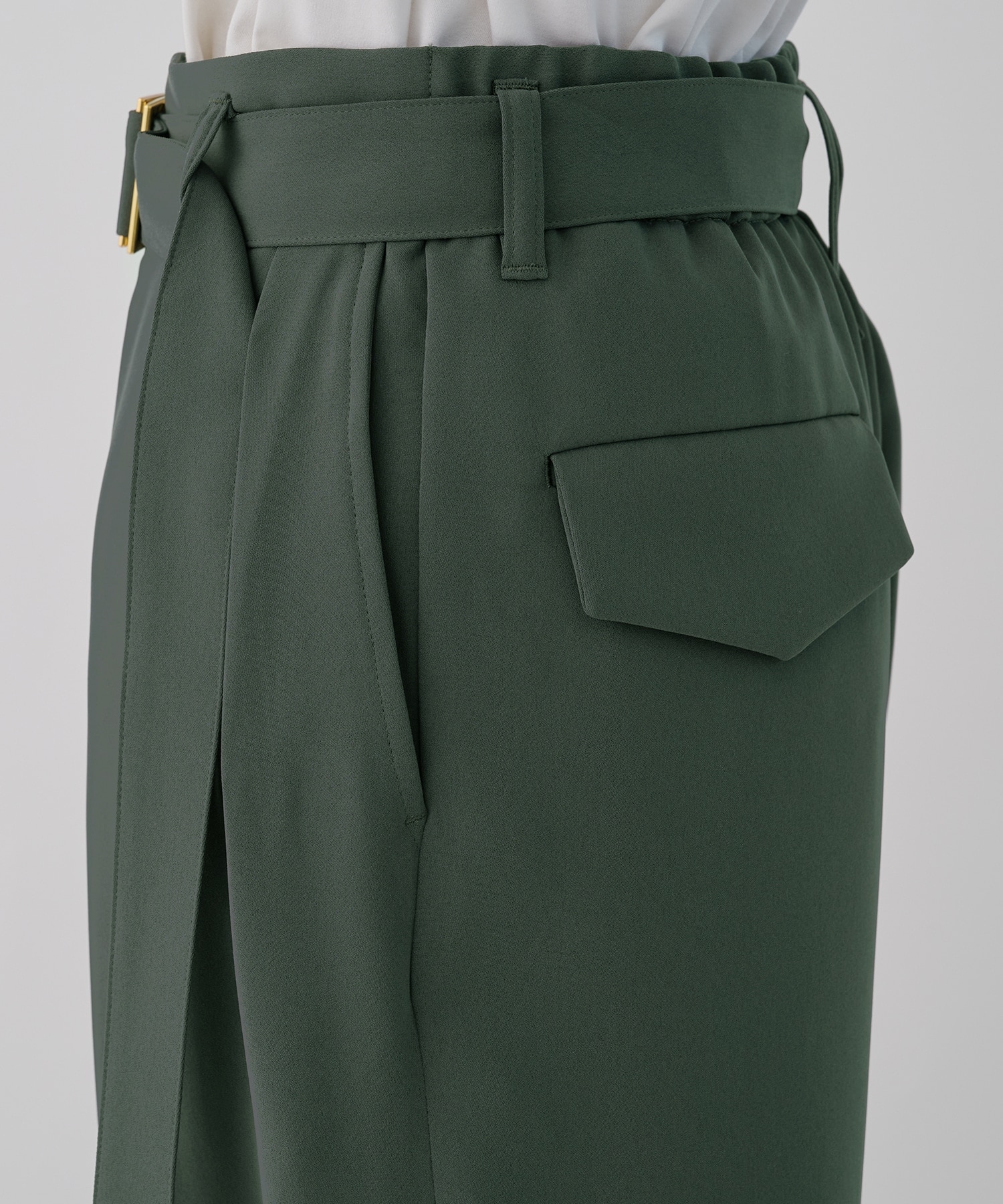Double Cloth 2 Tuck Wide Pants with Long Belt CULLNI