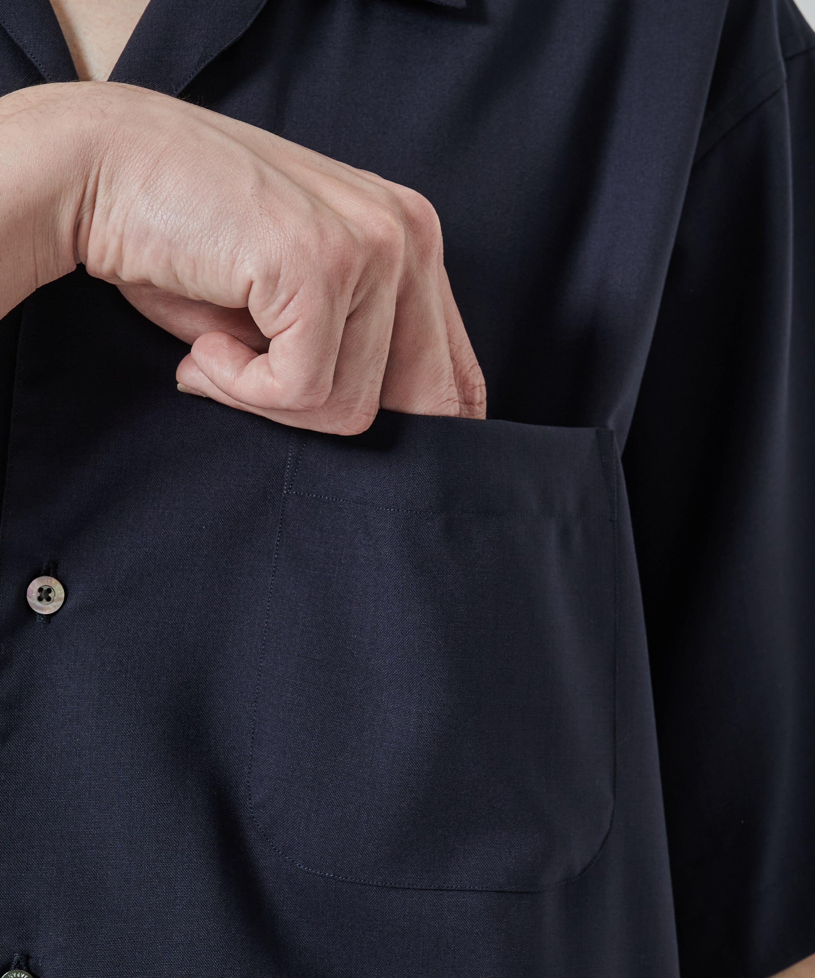 ITALIAN OPEN COLLAR S/S SHIRT 