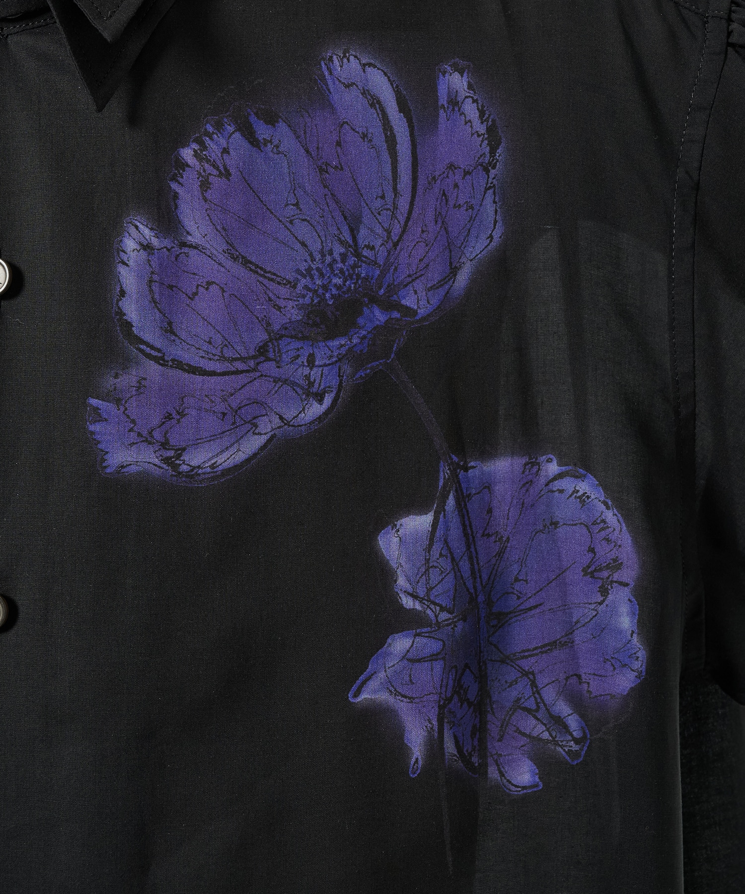 FLORAL PRINT DOUBLE COLLAR SLANTED POCKET SHIRT GroundY