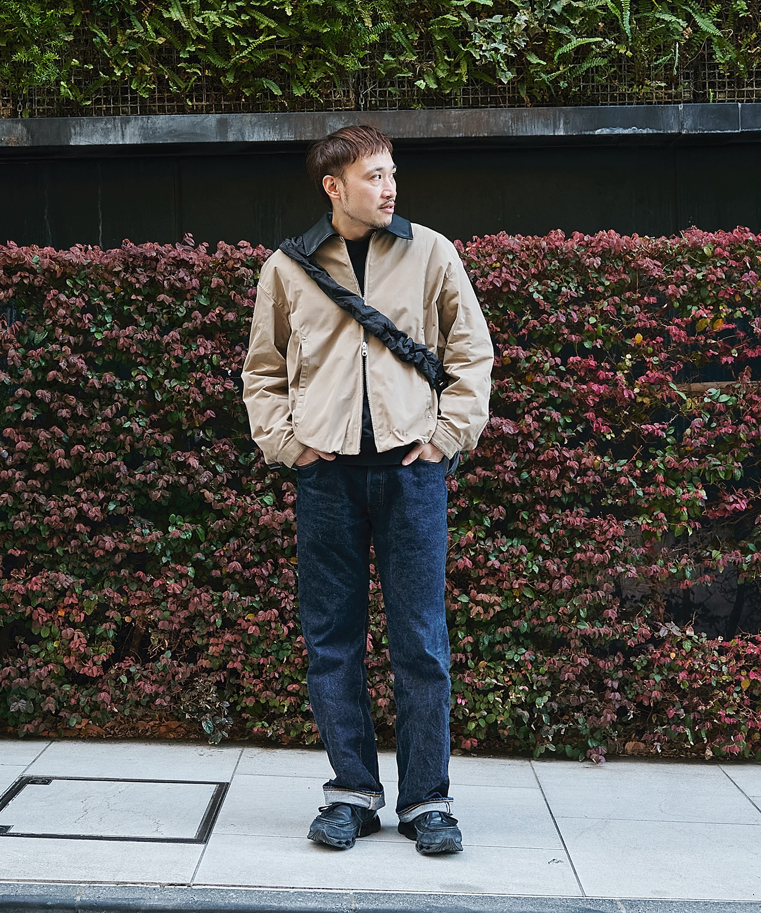 Leather collar Balloon Blouson STUDIOUS