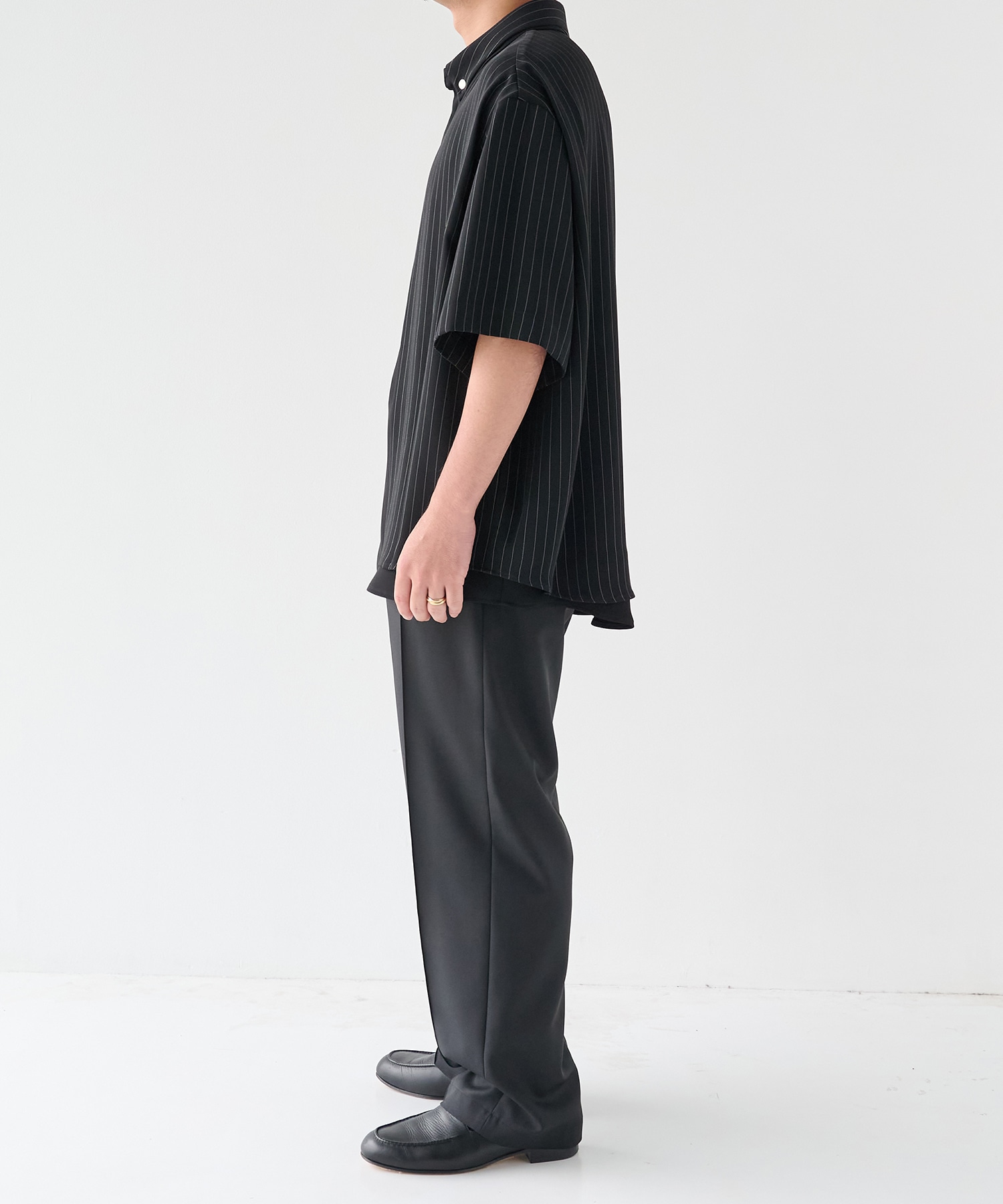 Double Cloth Layered Bi-Color Short Sleeve Shirt CULLNI
