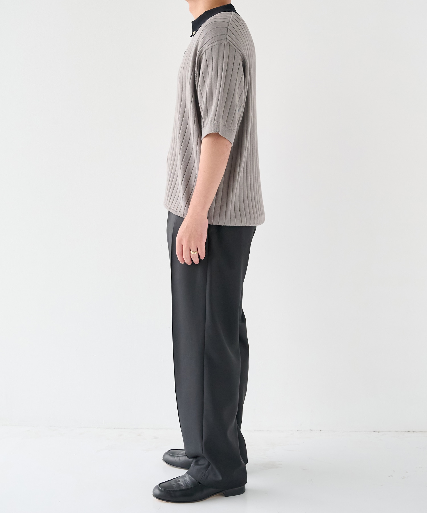 Wide Rib Skipper Collar Short Sleeve Knit CULLNI