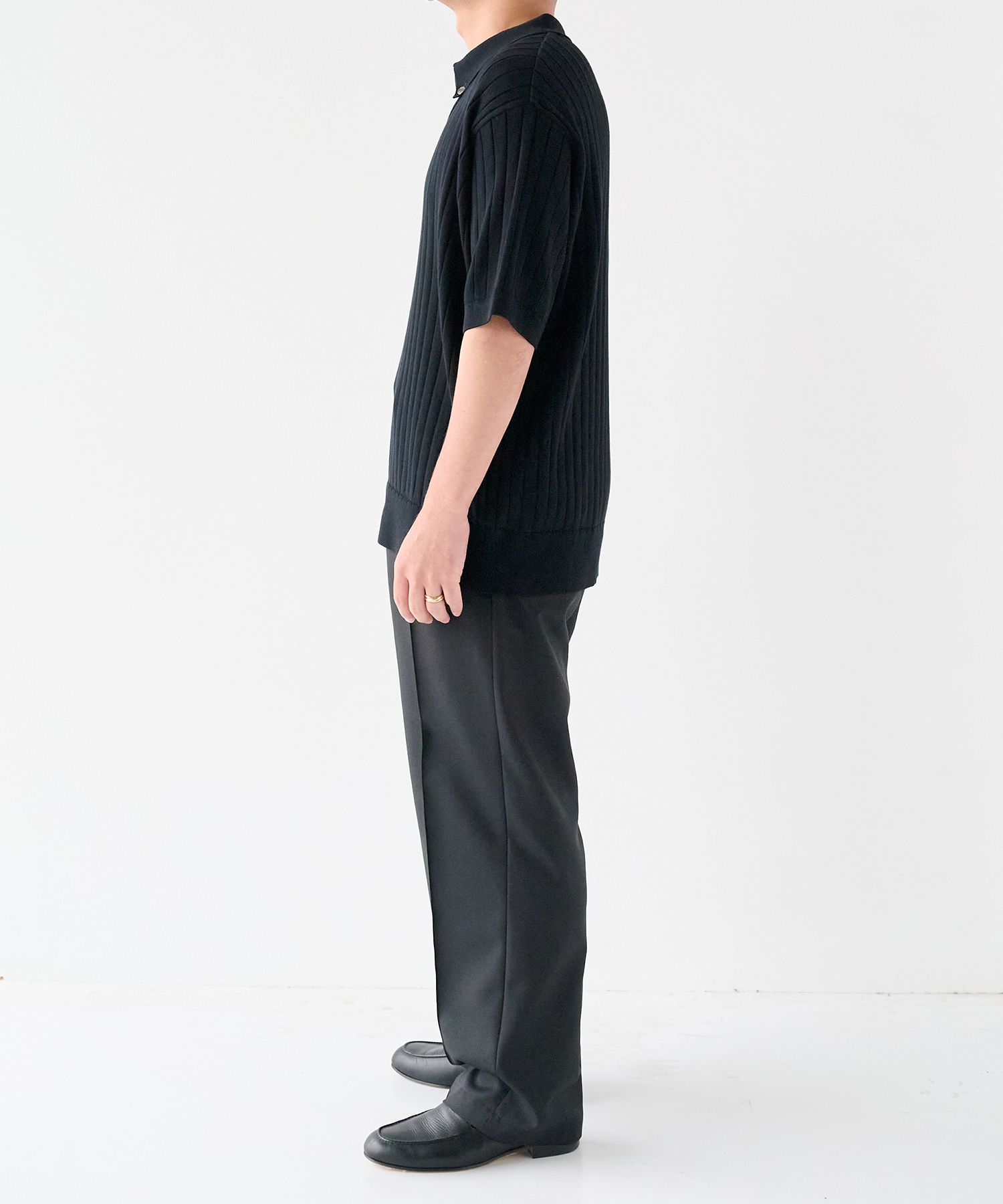 Wide Rib Skipper Collar Short Sleeve Knit CULLNI