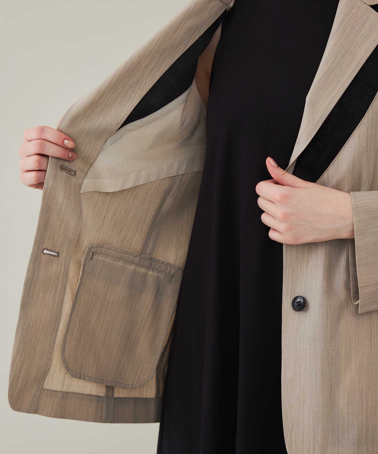 SUMMER WOOL LAYERED LAPEL JACKET CINOH