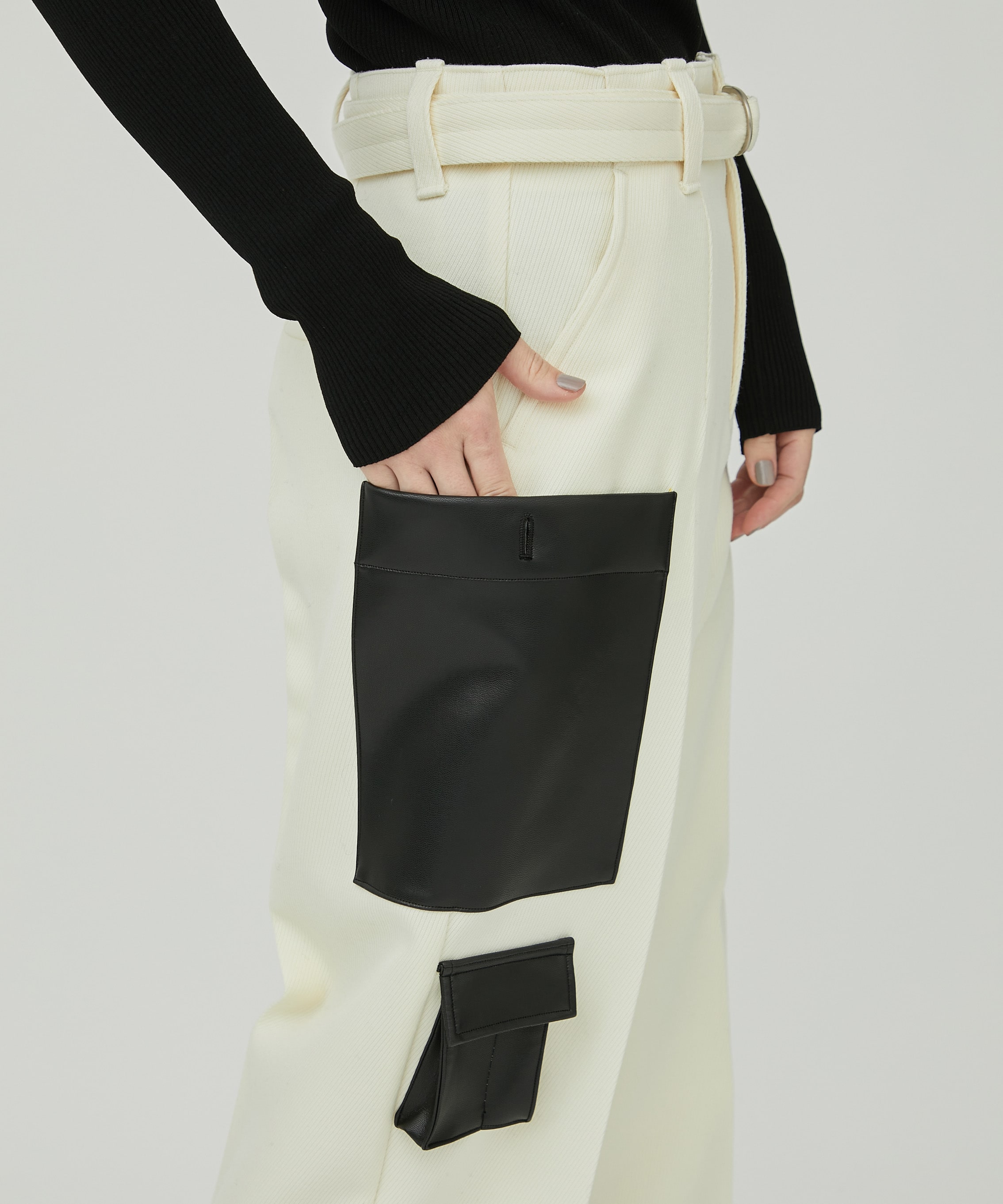 FAKE LEATHER 8POCKET PANTS 