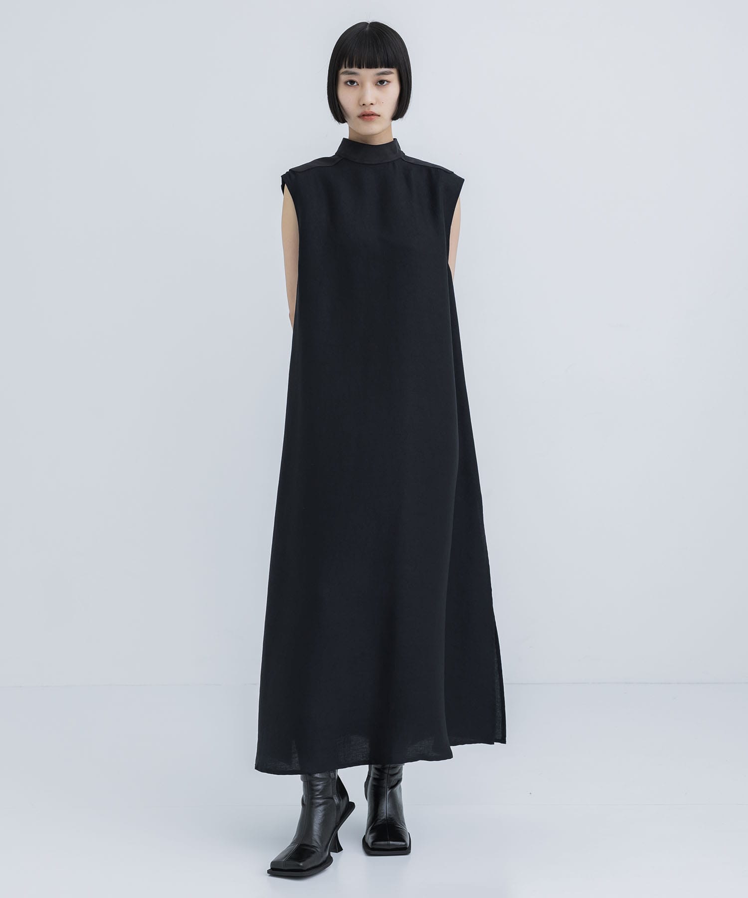 RERACS STANDCOLLAR BACKZIP SLEEVELESS DRESS(36 BLACK): THE RERACS ...