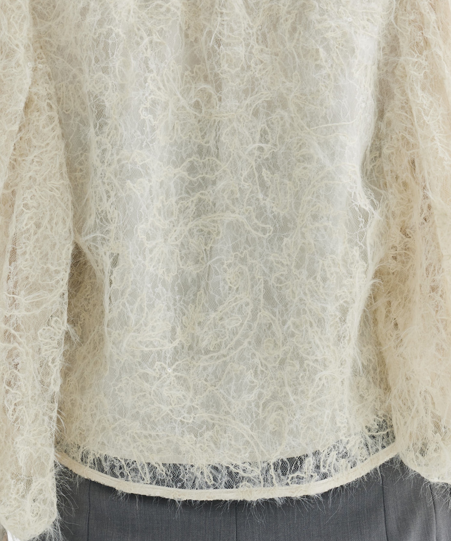 BRUSHED LACE VOLUME SLEEVE BLOUSE AMERI