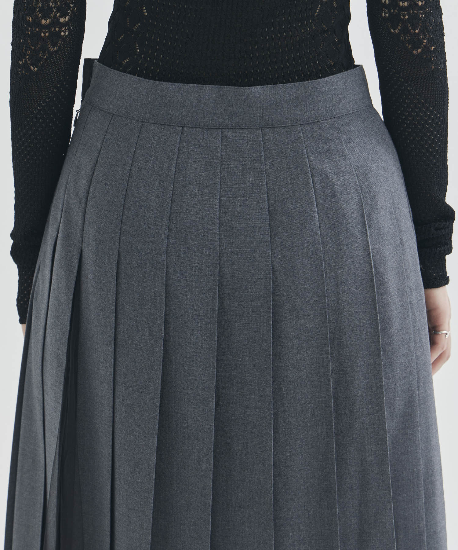 WOOL & TULLE COMBINED PLEATED SKIRT FETICO