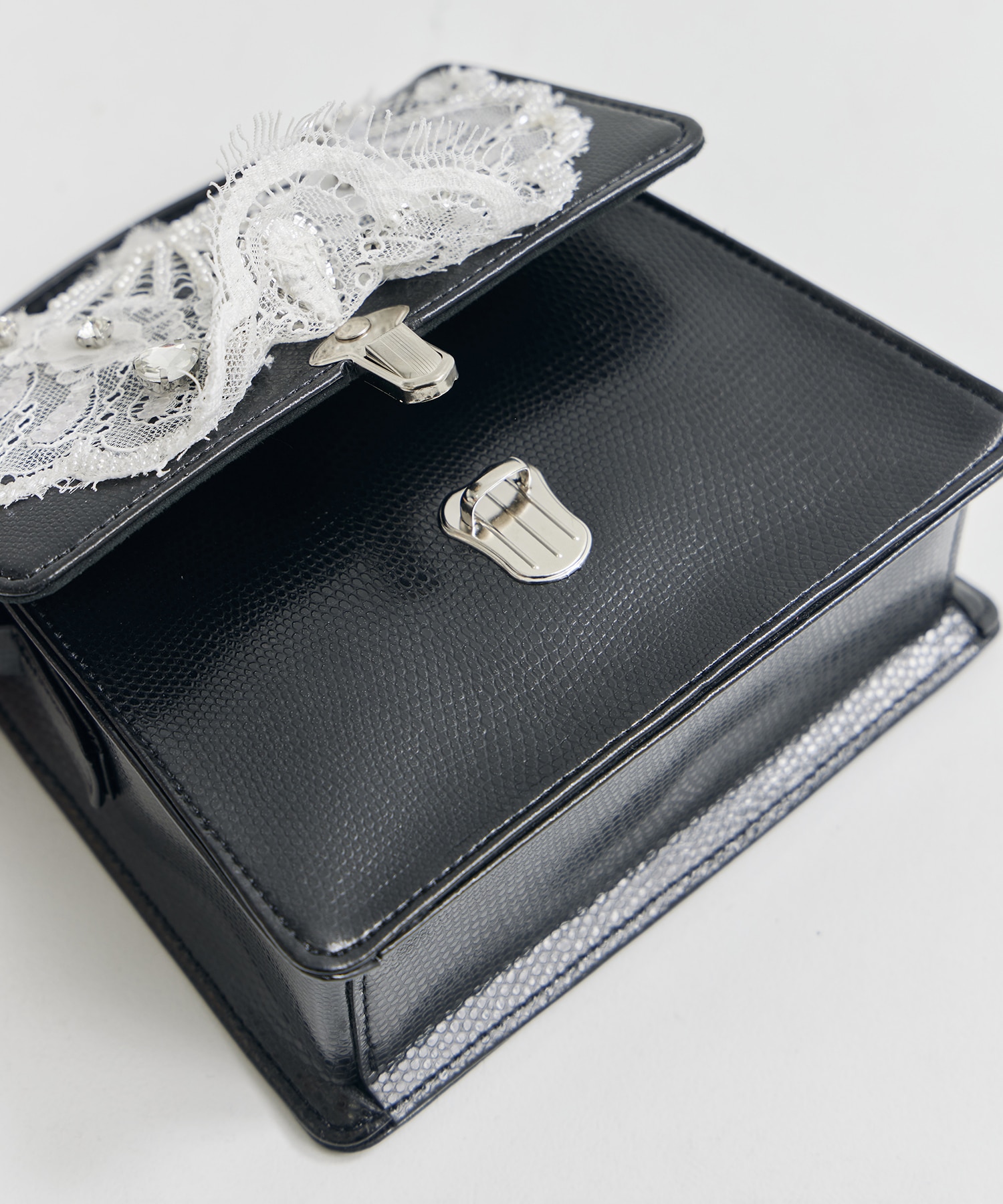 white lace crocodile mini bag tanakadaisuke