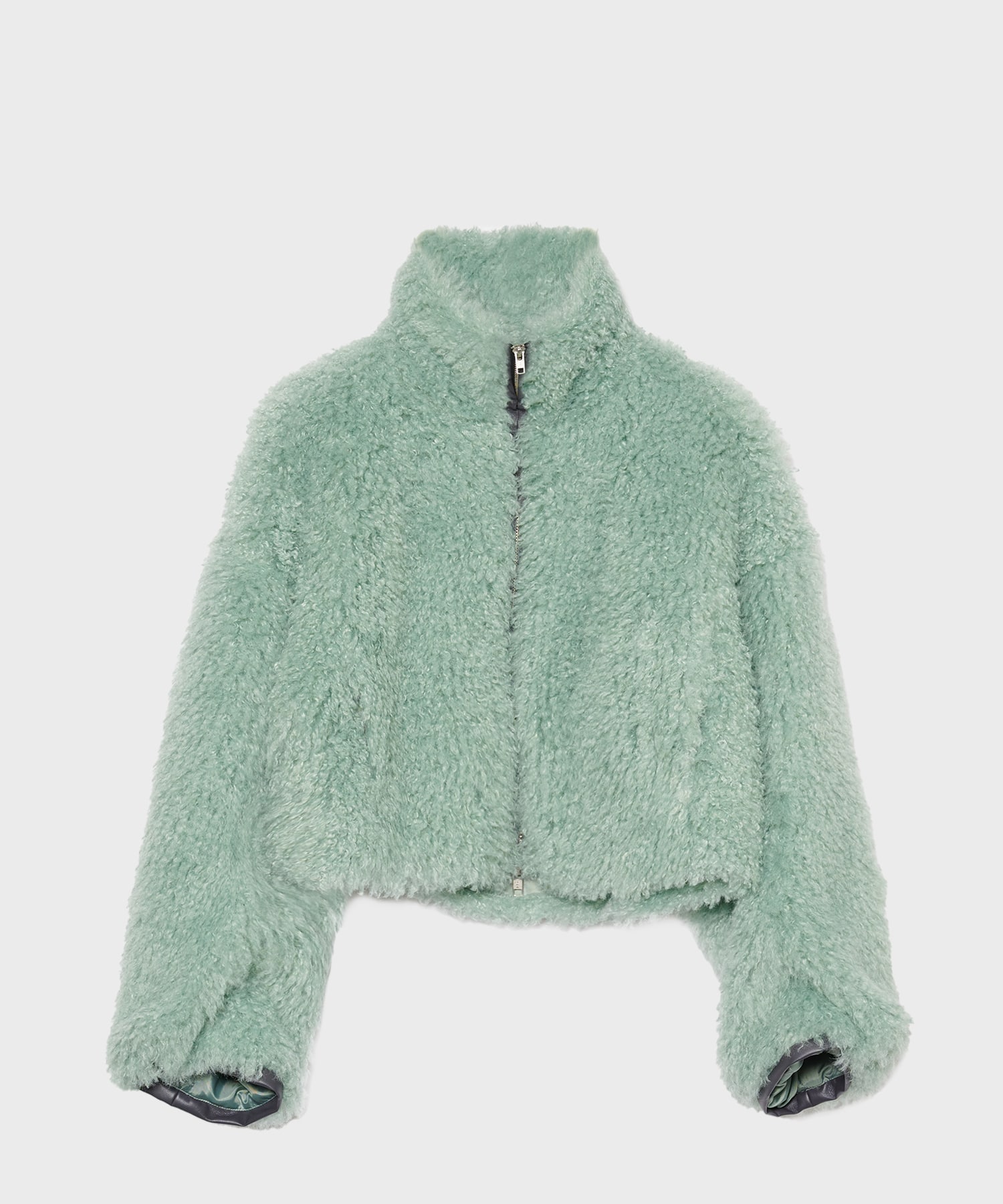 CRIMPED FUR CROPPED BLOUSON THINGS THAT MATTER