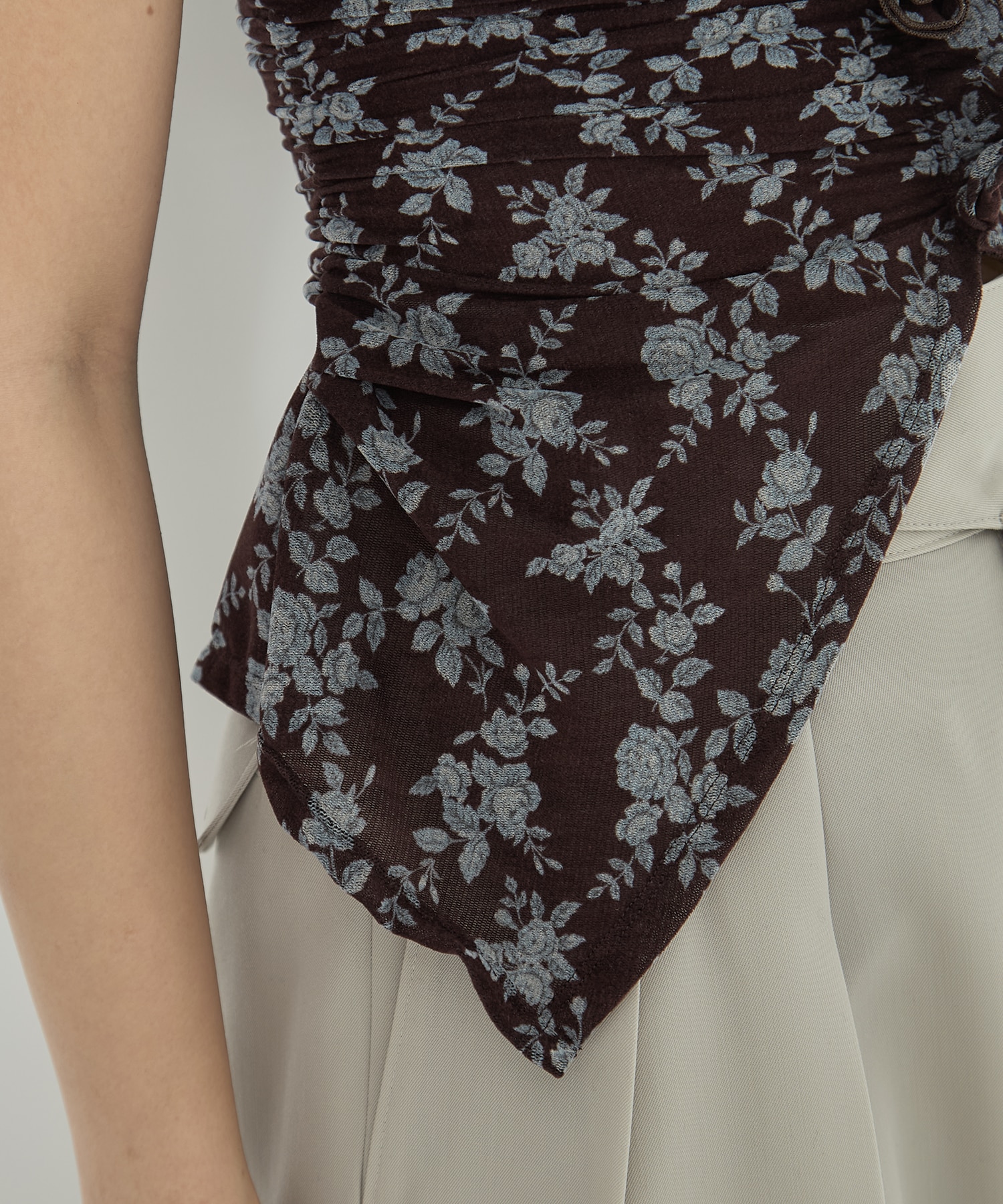 ROSE VELVET TULLE SHIRRING TOP(1 BROWN): FETICO: WOMENS