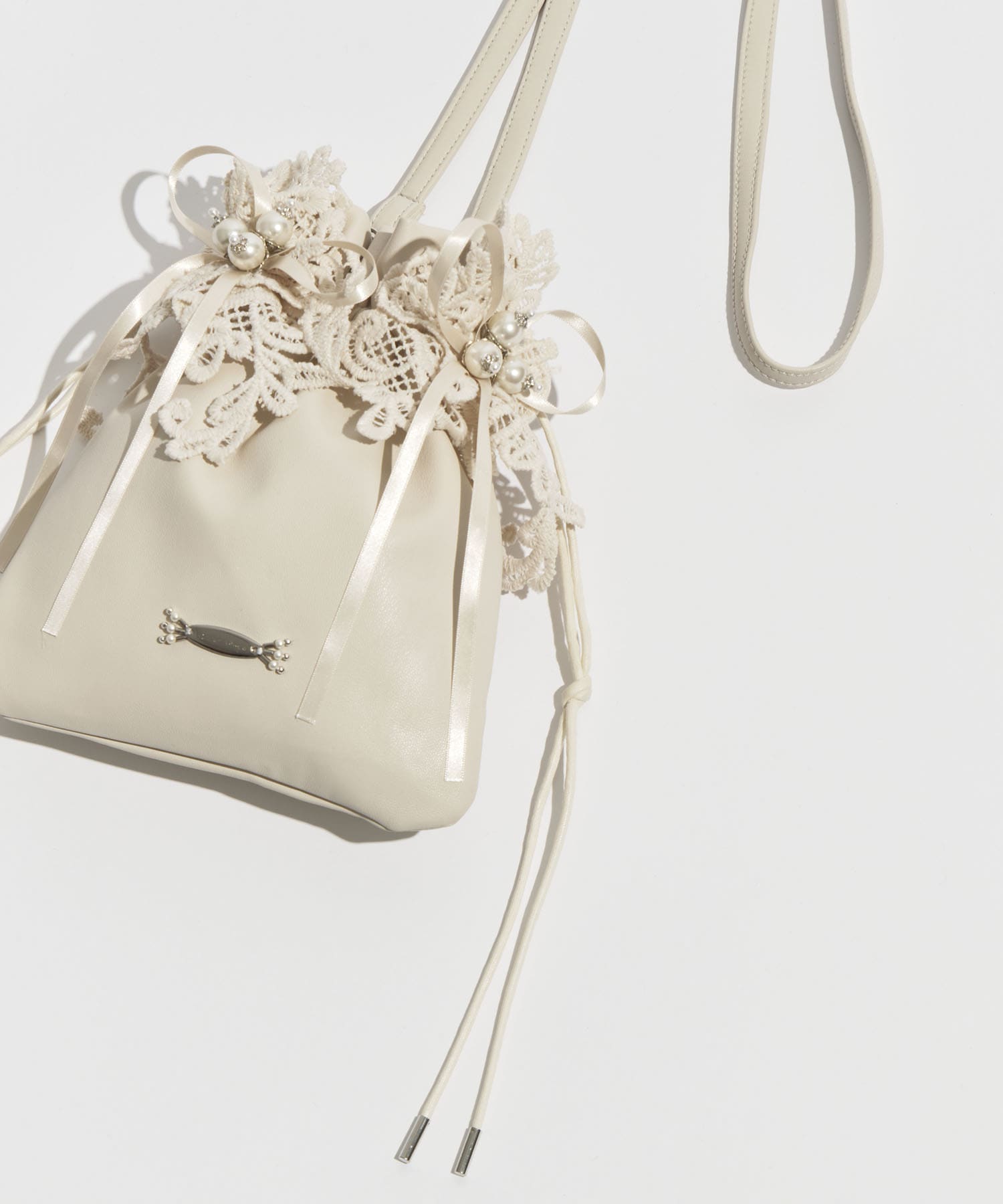 別注 lace flower drawstring sacoche tanakadaisuke